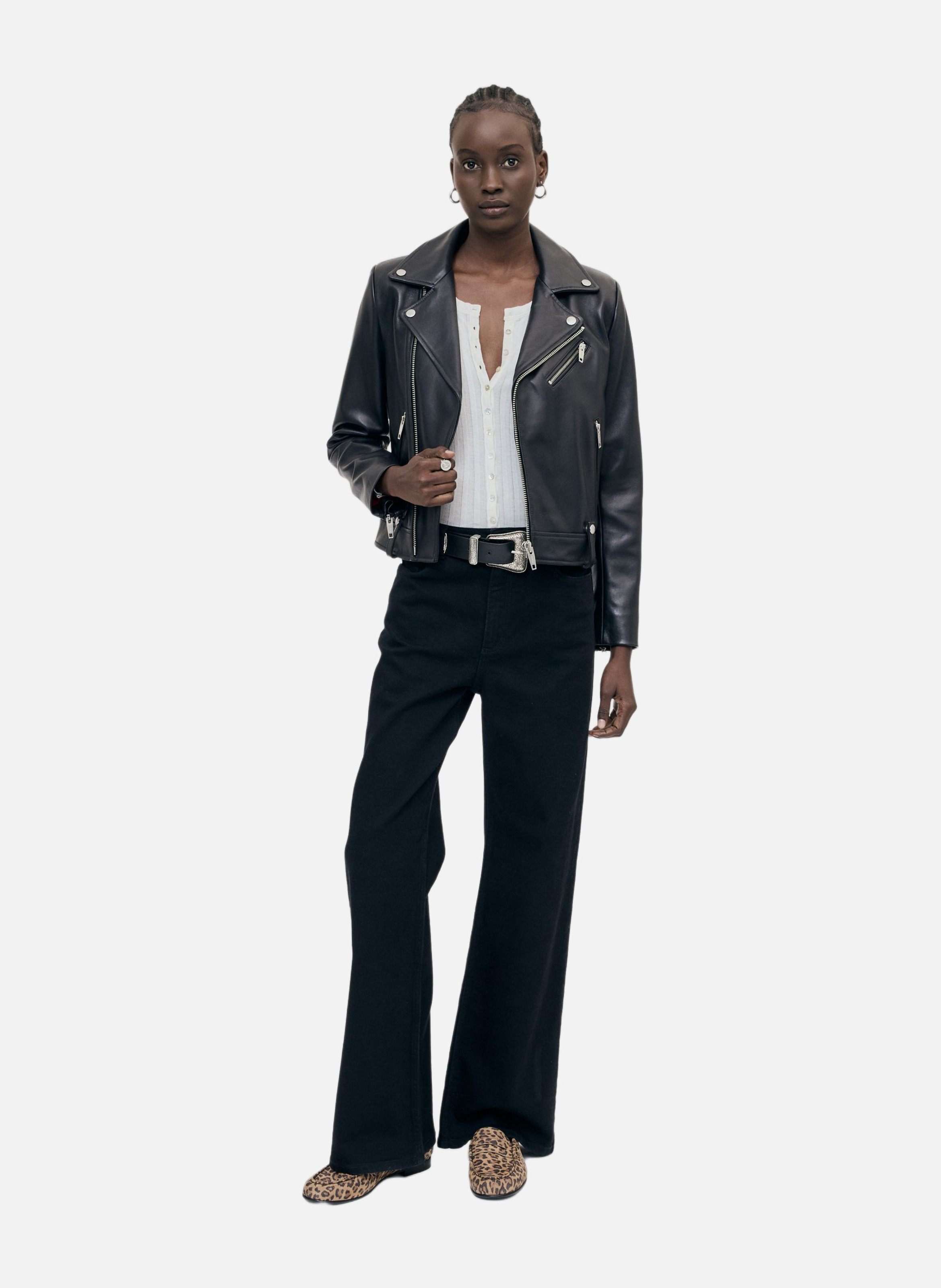 Leather biker jacket THE KOOPLES Black