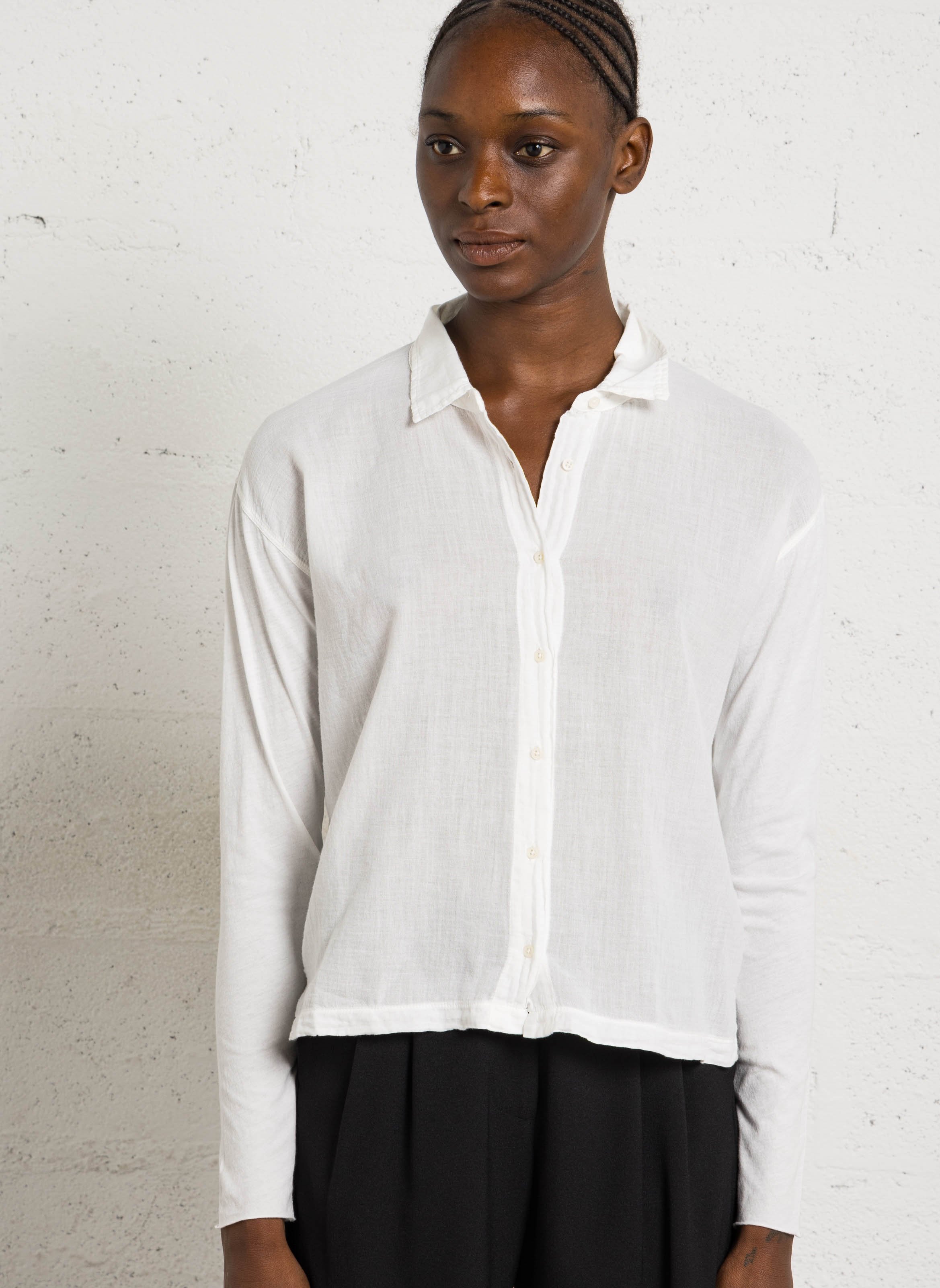 Chemise droite col classique en coton HARTFORD Blanc