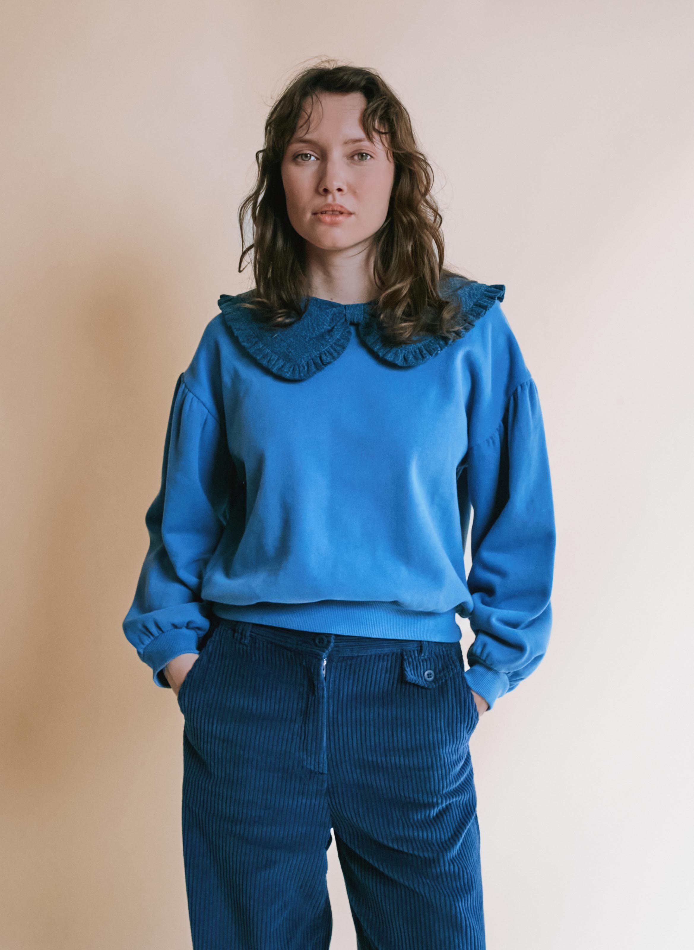 Organic cotton Peter Pan collar sweatshirt EMILE ET IDA Blue