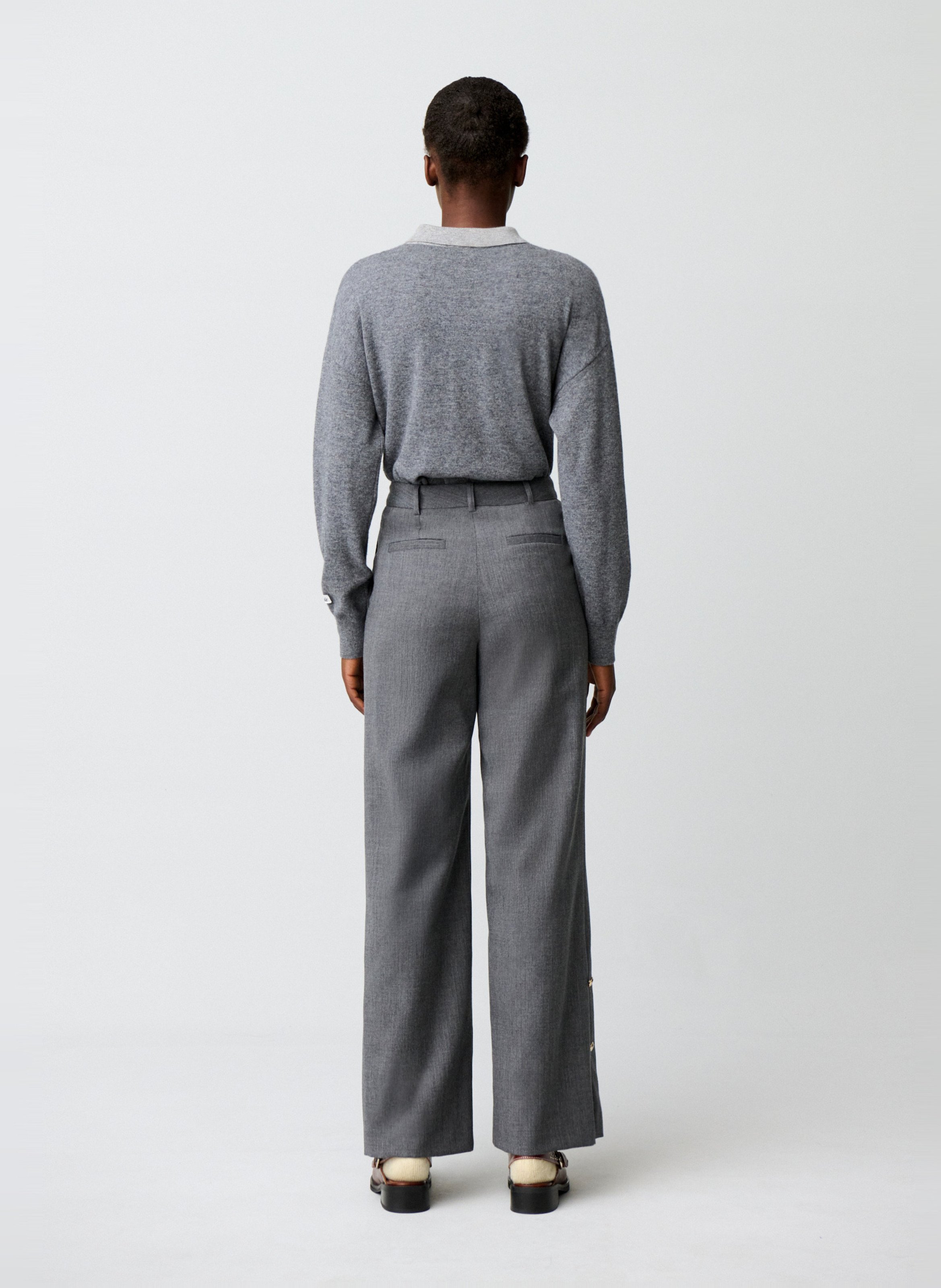 Pantalon évasé en laine CLAUDIE PIERLOT Gris