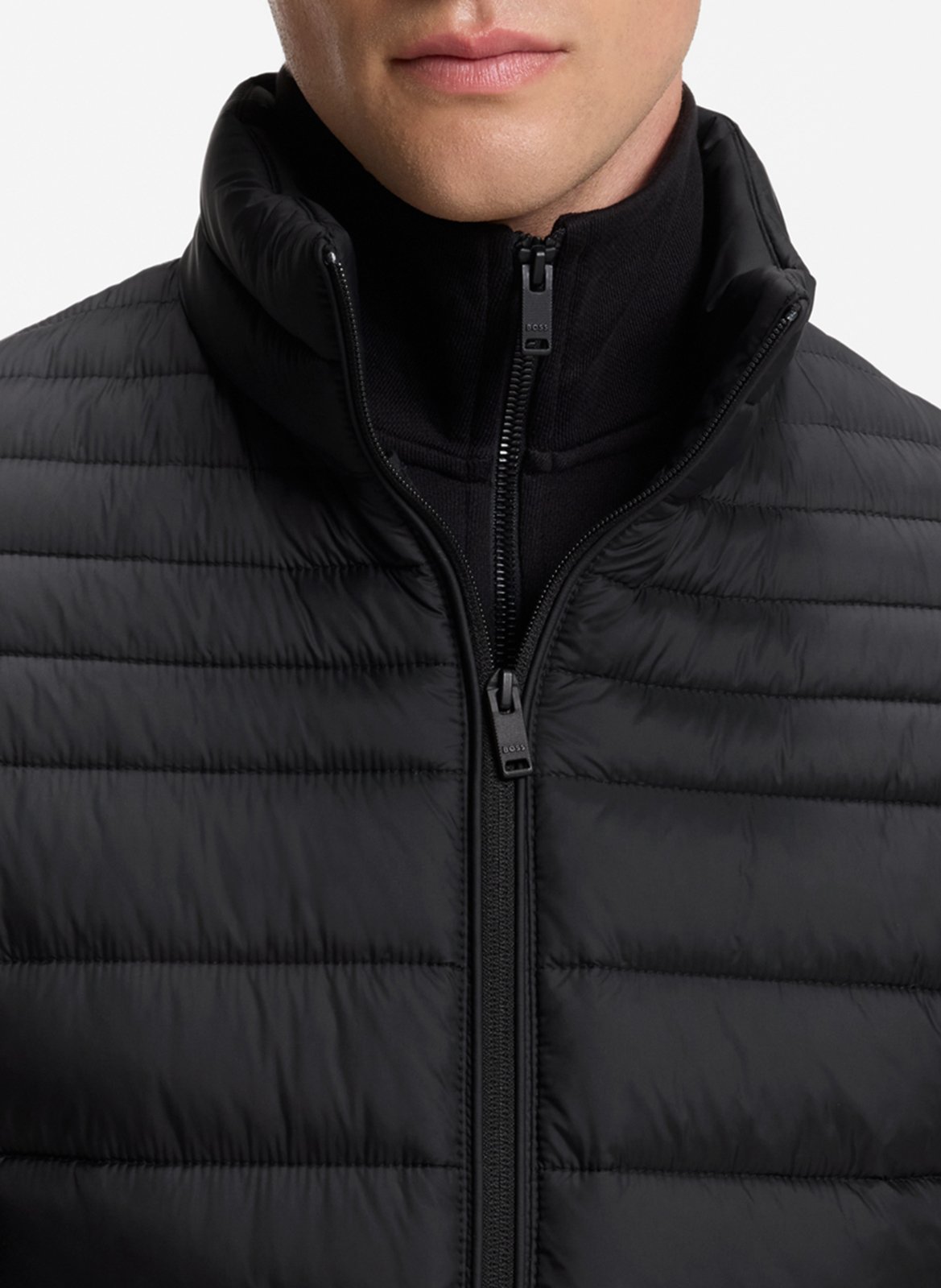 Quilted water-repellent and packable jacket with logo | Black BOSS Men