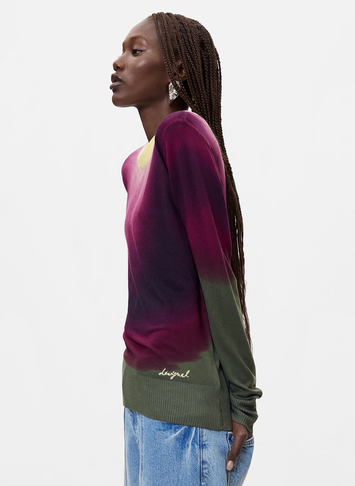 Gerader Rundhalsausschnitt-Pullover mit Muster DESIGUAL Rot