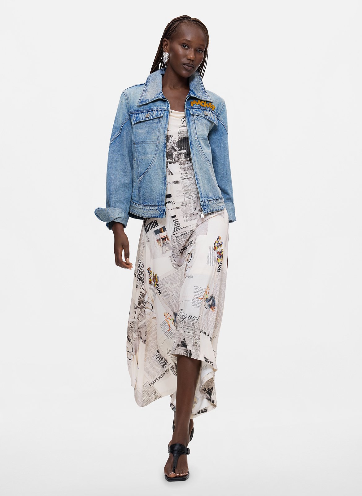 Veste droite zippée en jean DESIGUAL Bleu