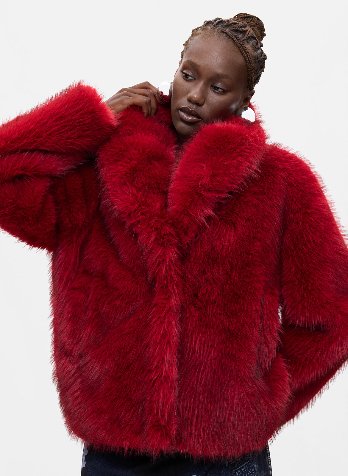 Faux fur coat DESIGUAL Red
