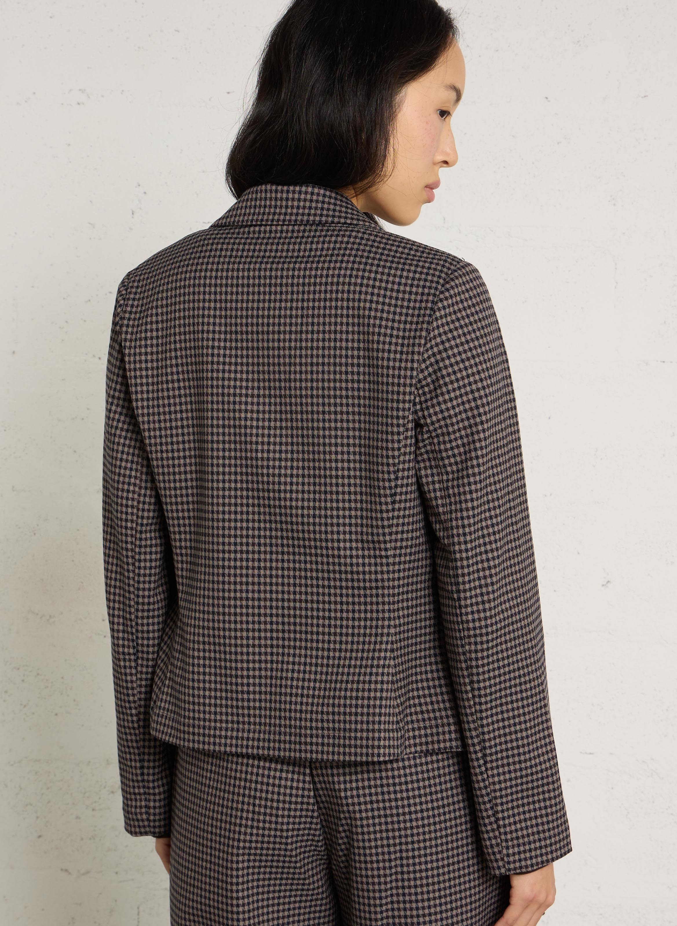 Fitted Houndstooth Blazer NICE THINGS Brown