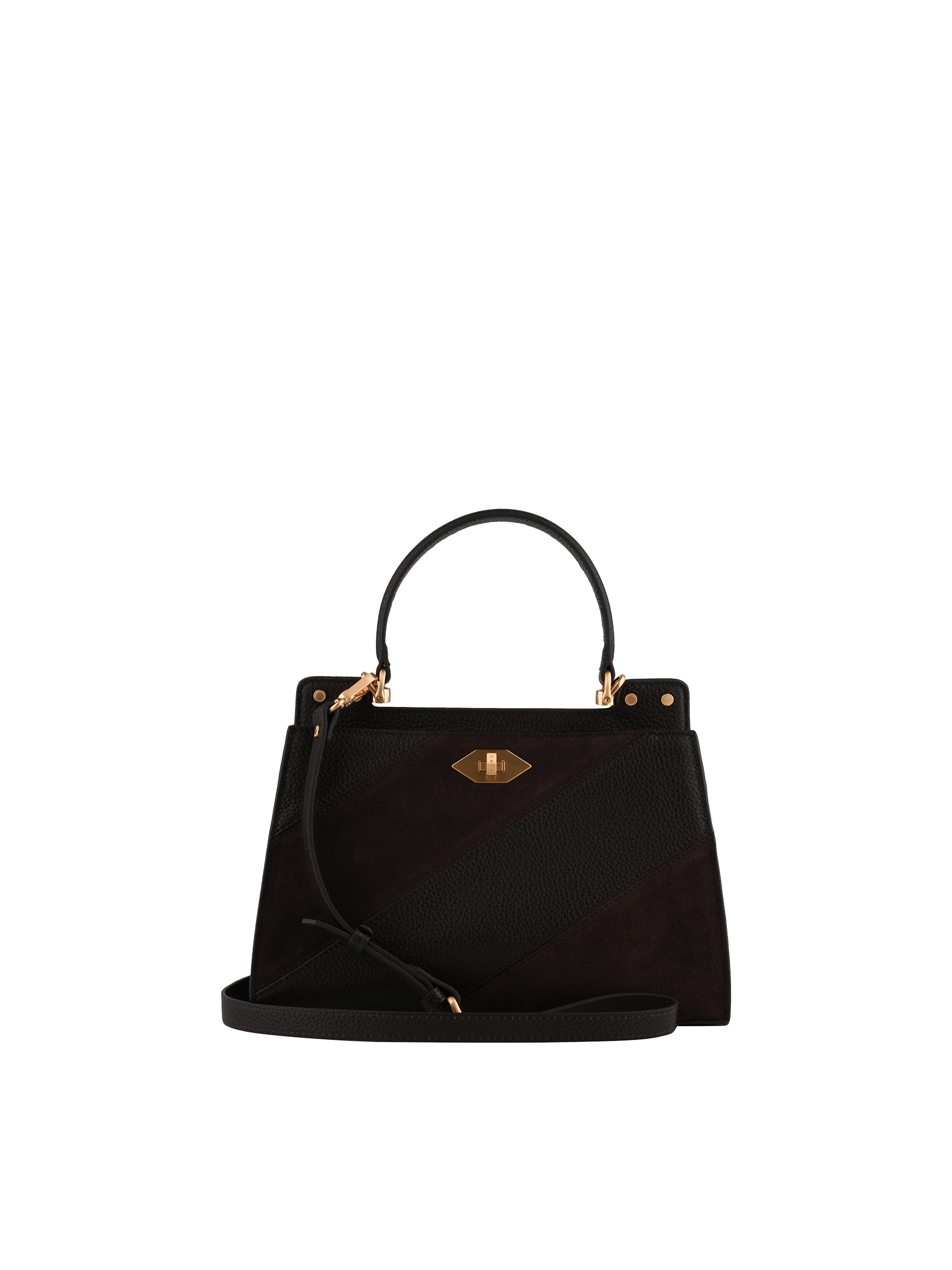 Cowhide leather handbag with a suede-effect finish POURCHET Multicolored