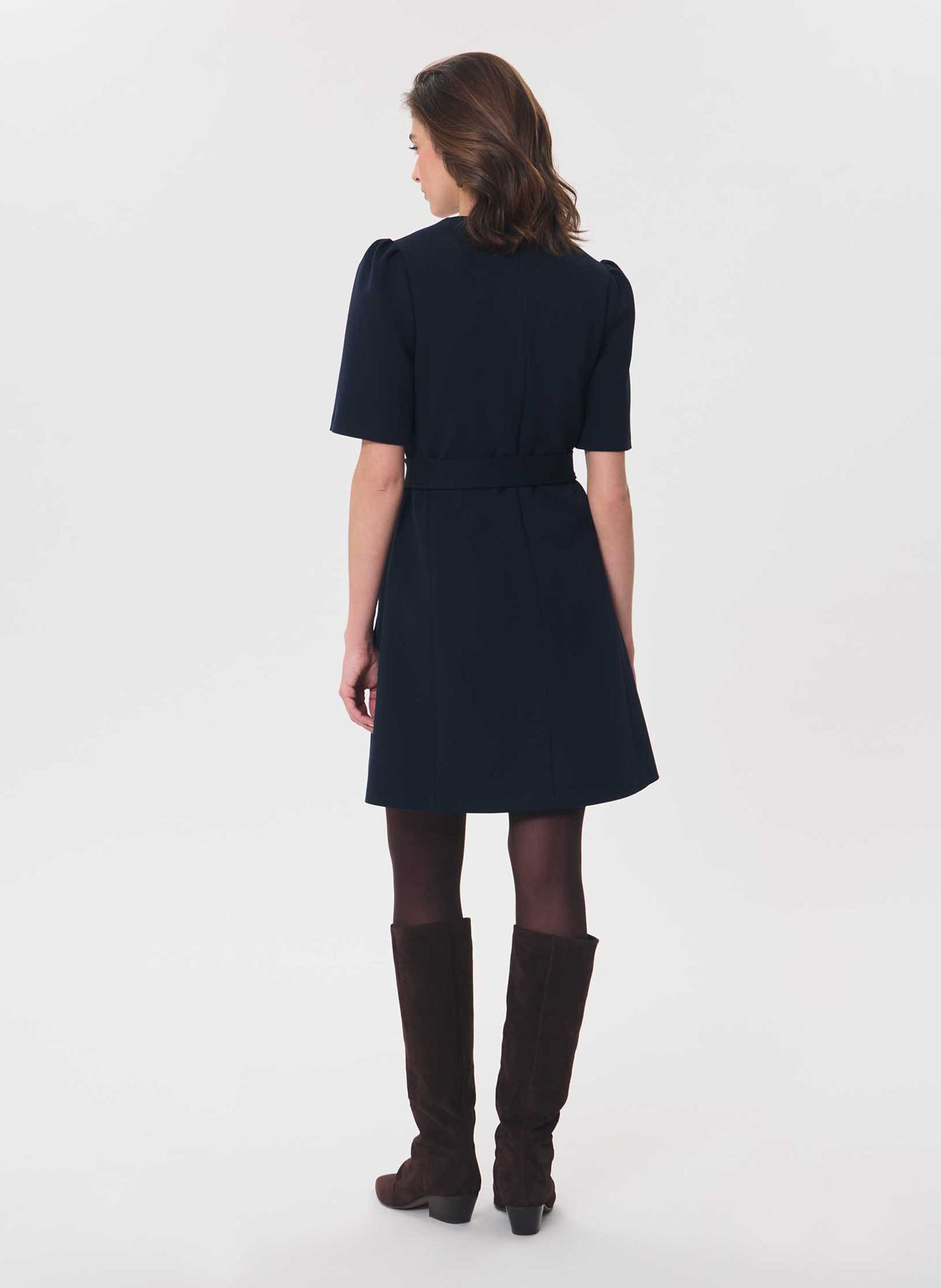 Kurzes einfarbiges tailliertes Kleid TARA JARMON Blau