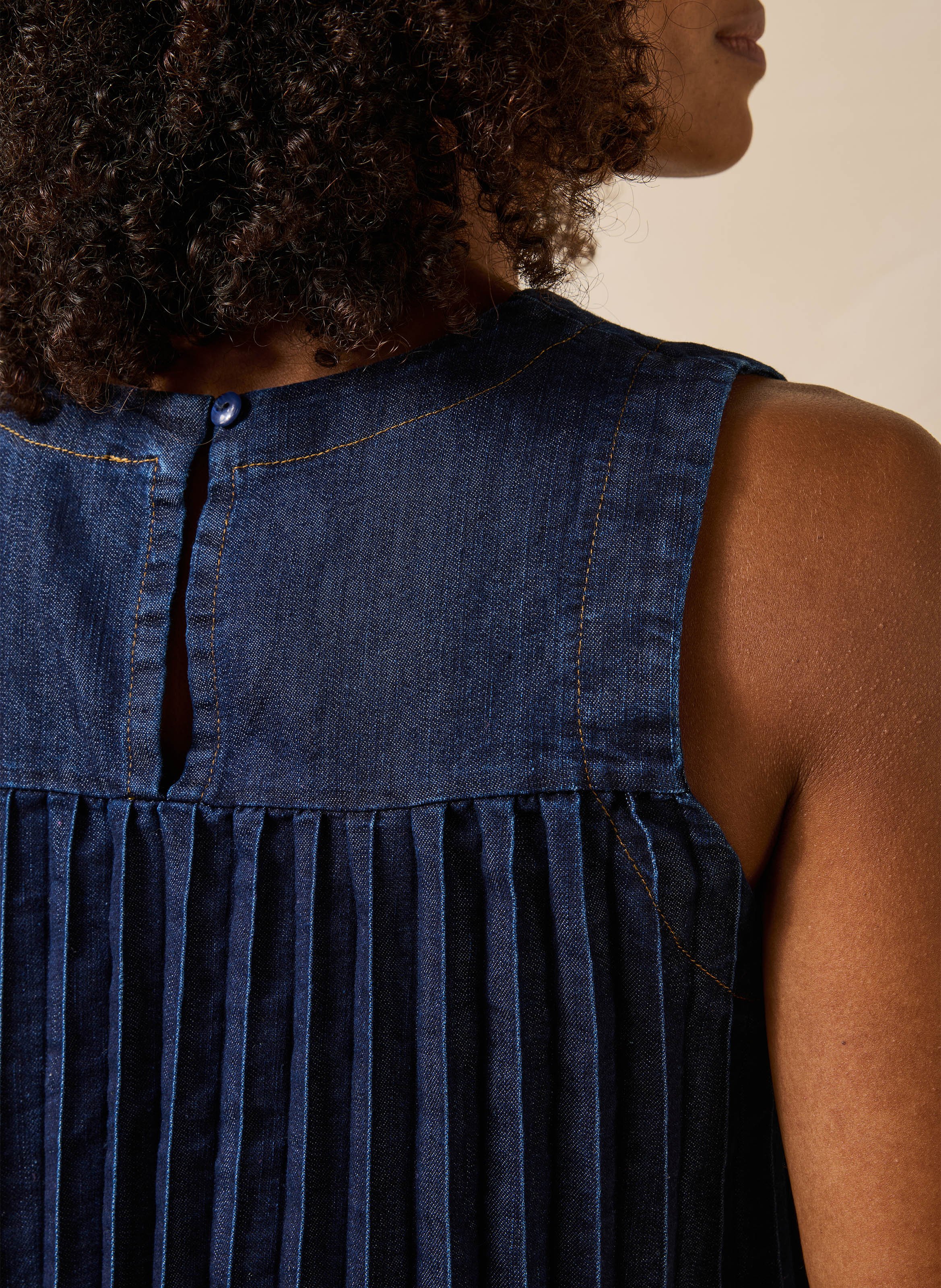 Loose-fit round-neck top in cotton blend LA FEE MARABOUTEE Blue