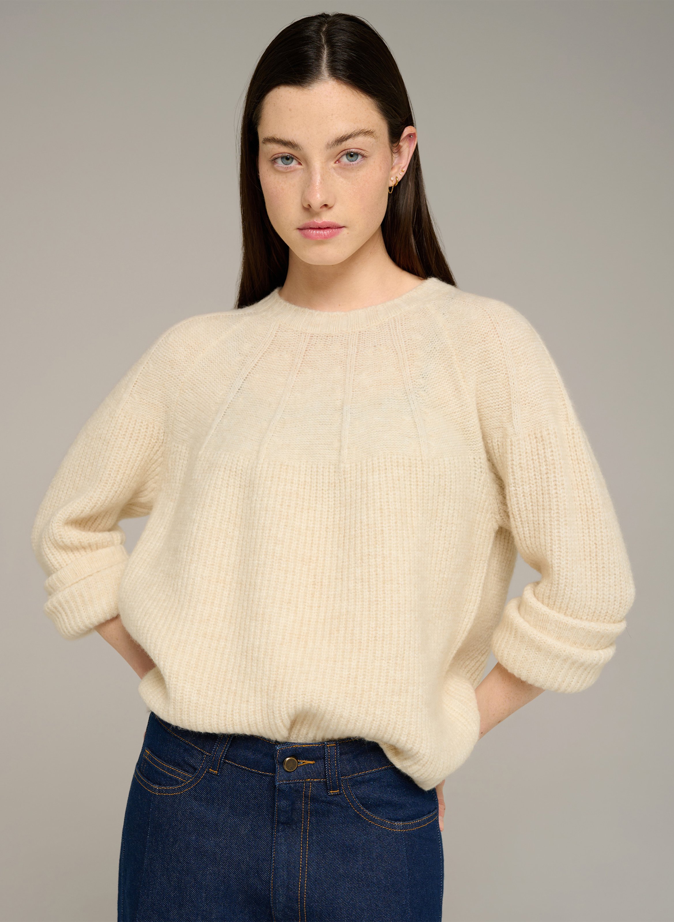 Loose-fit ribbed-knit sweater with round neck COTELAC ACOTE
