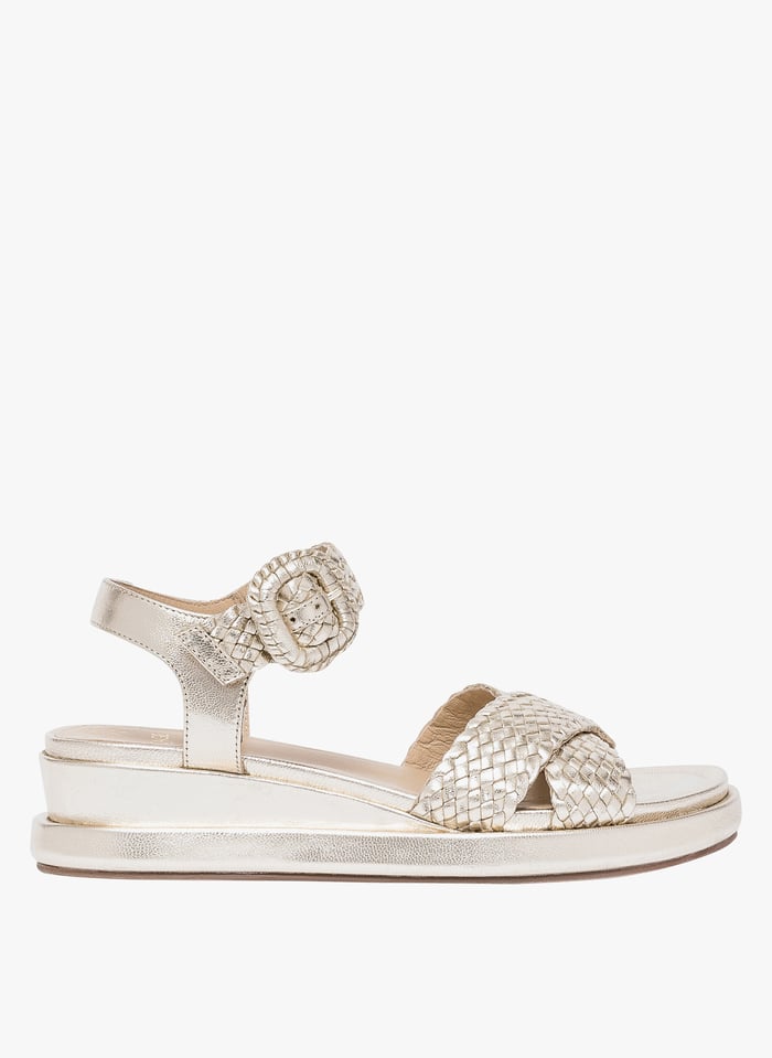 Flat Braided Leather Sandals Platine Bocage Women Place des