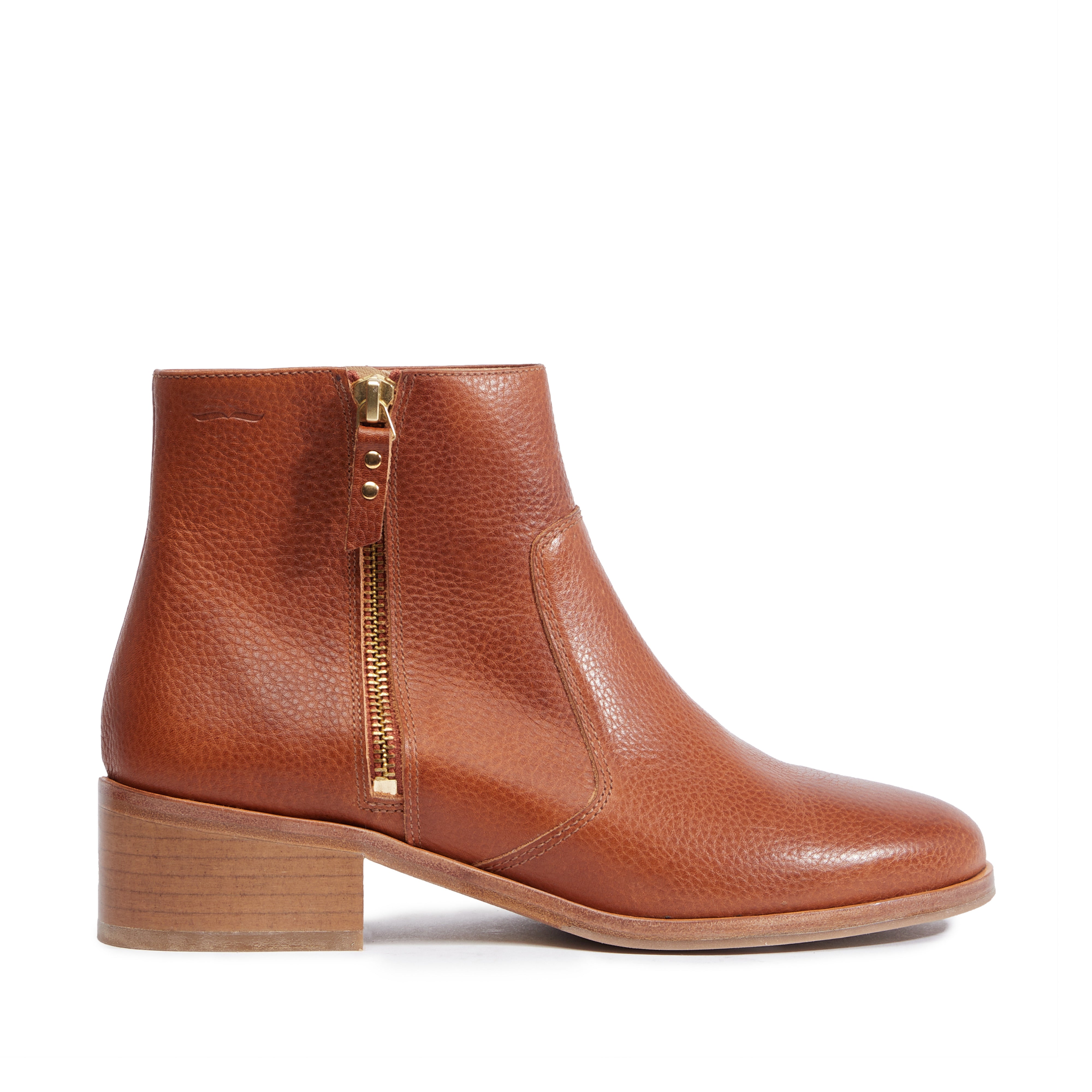 Bottines plates cuir online marron femme