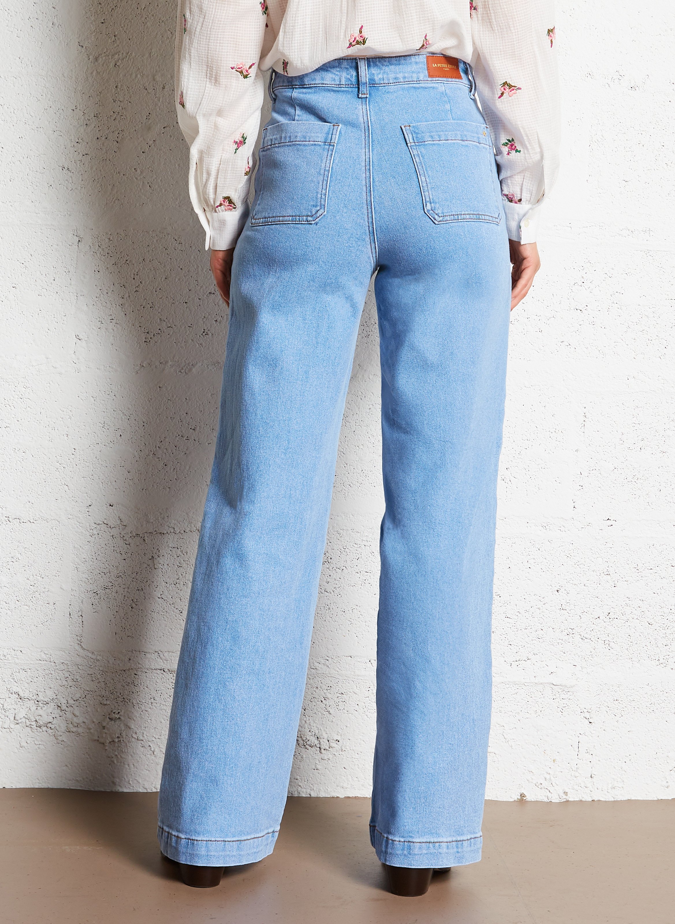 Jean flare taille haute en coton mélangé LA PETITE ETOILE Jean Stone