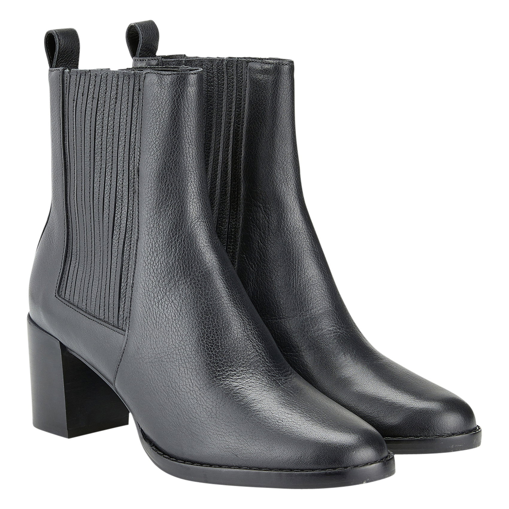 - 100% leather, - Round toes, - Inner zip fastening, - Heel height: 9 cm. COSMOPARIS Black