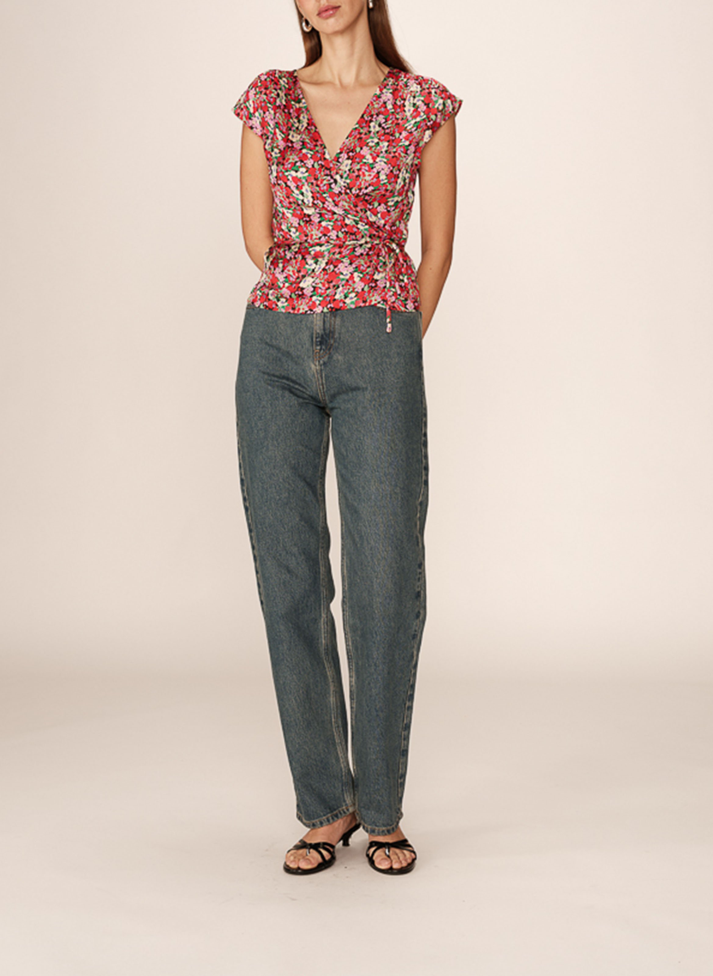 Top cintré col V GRACE ET MILA Rouge