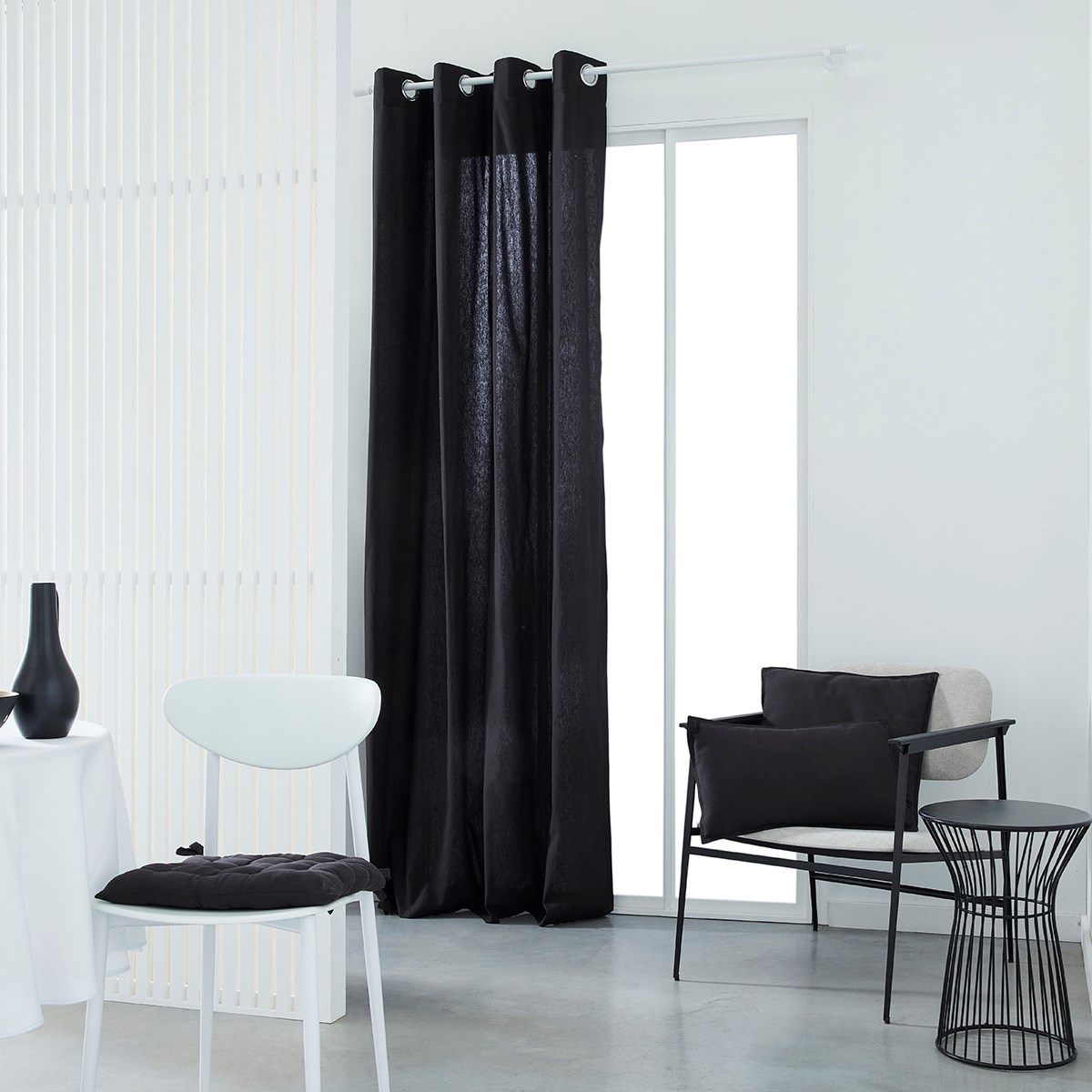 Cotton eyelet curtain TODAY LINGE DE MAISON Black