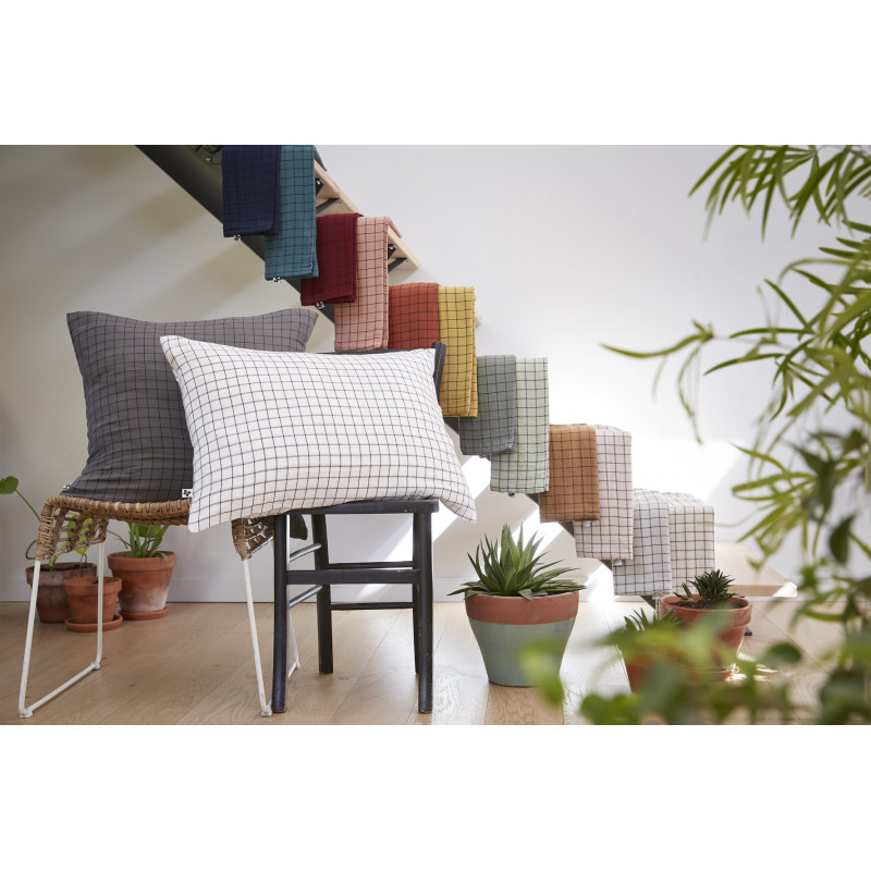 Cotton percale pillow case L'EFFET PAPILLON Grey