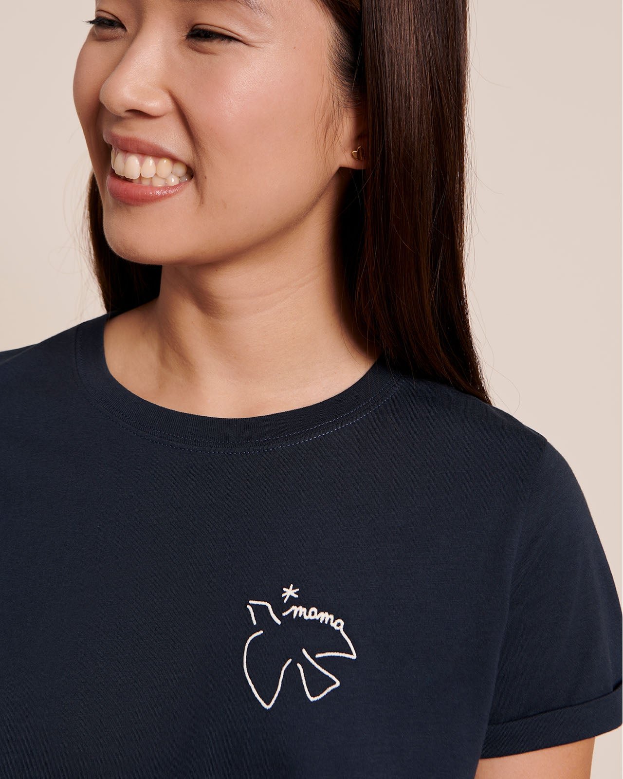 The embroidered mama bird organic cotton t-shirt EMOI EMOI Blue