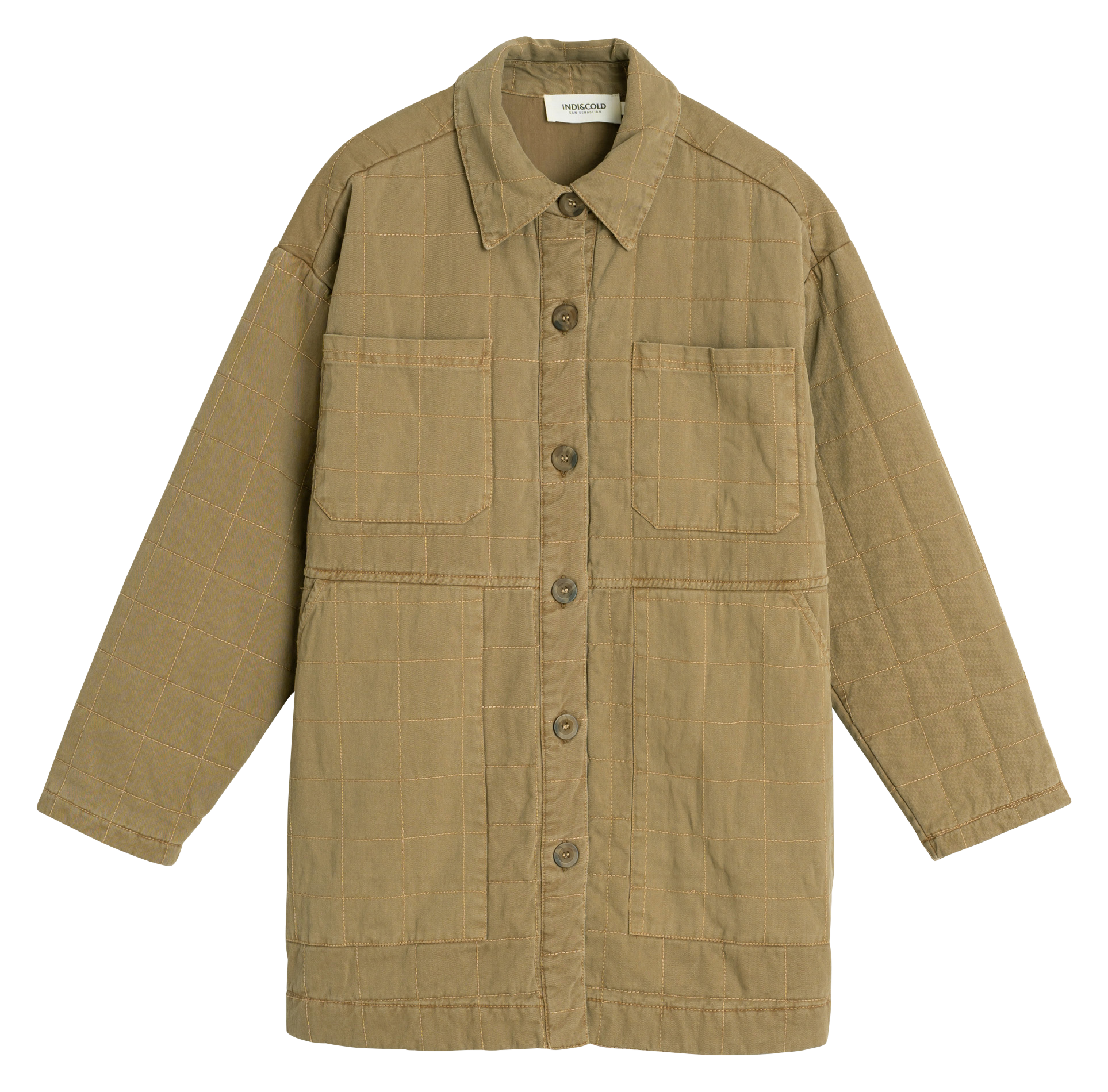 Manteau oversize en coton matelassé INDI & COLD Kaki