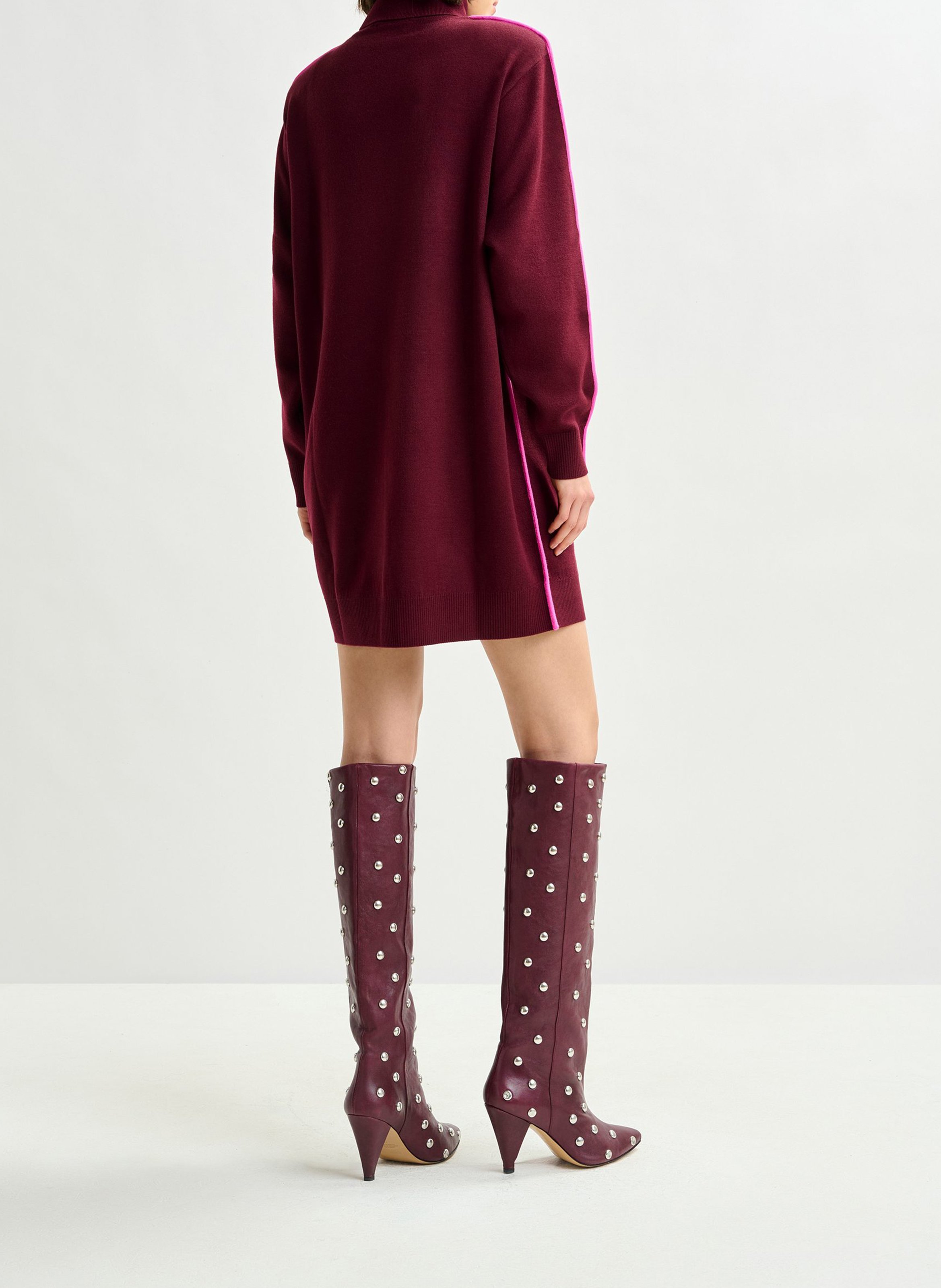 Robe col roulé tricotée en maille fine ESSENTIEL ANTWERP Rouge