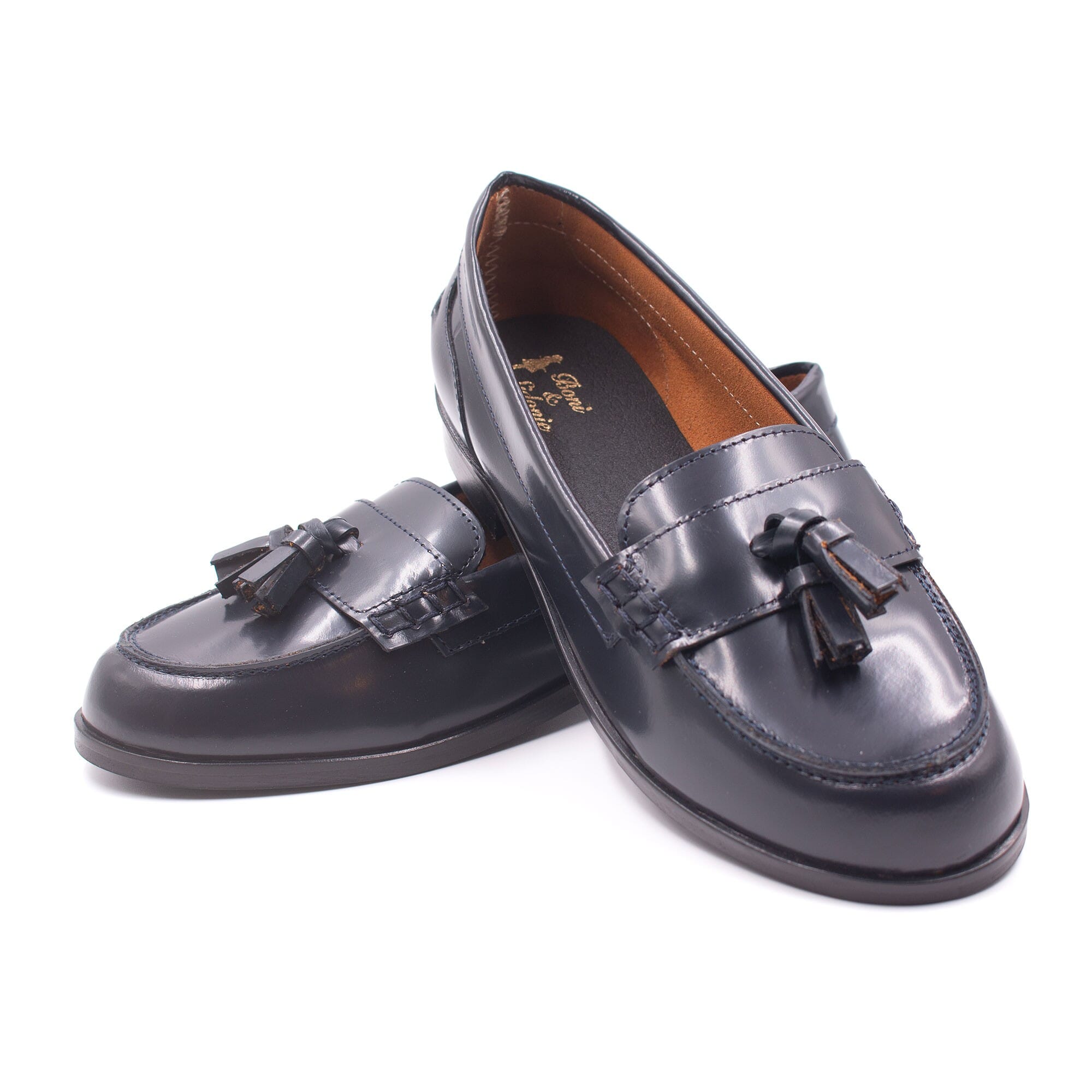 Girl's moccasins with pompoms Boni & Sidonie Blue