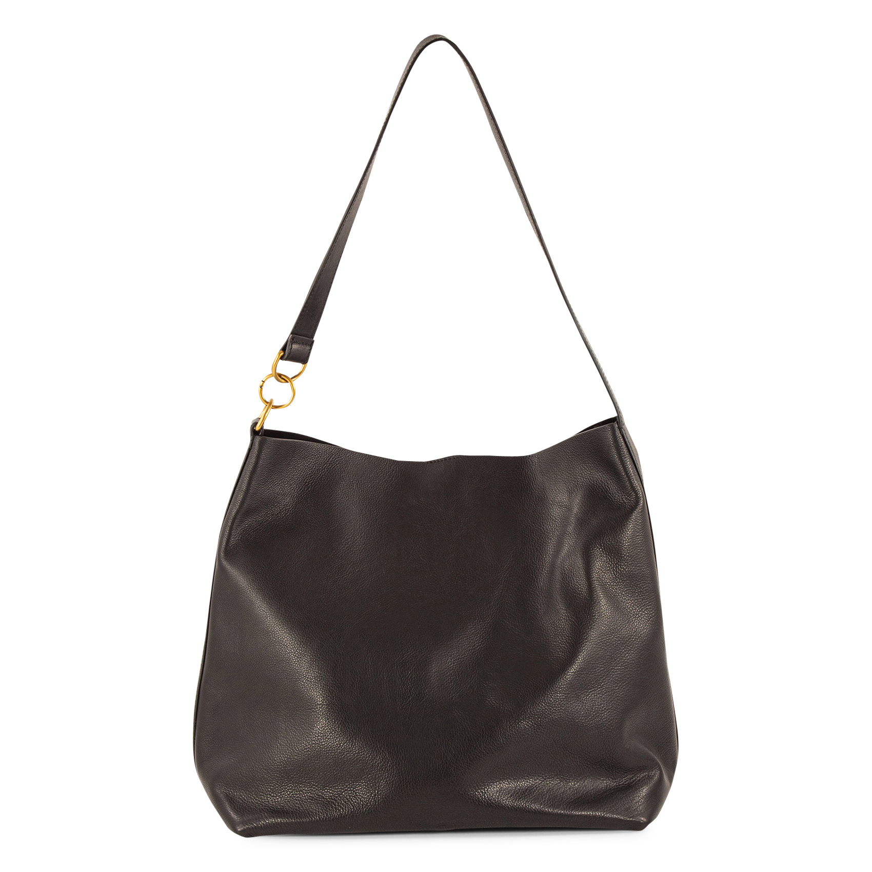 Grand cabas uni en cuir lisse SESSUN Noir