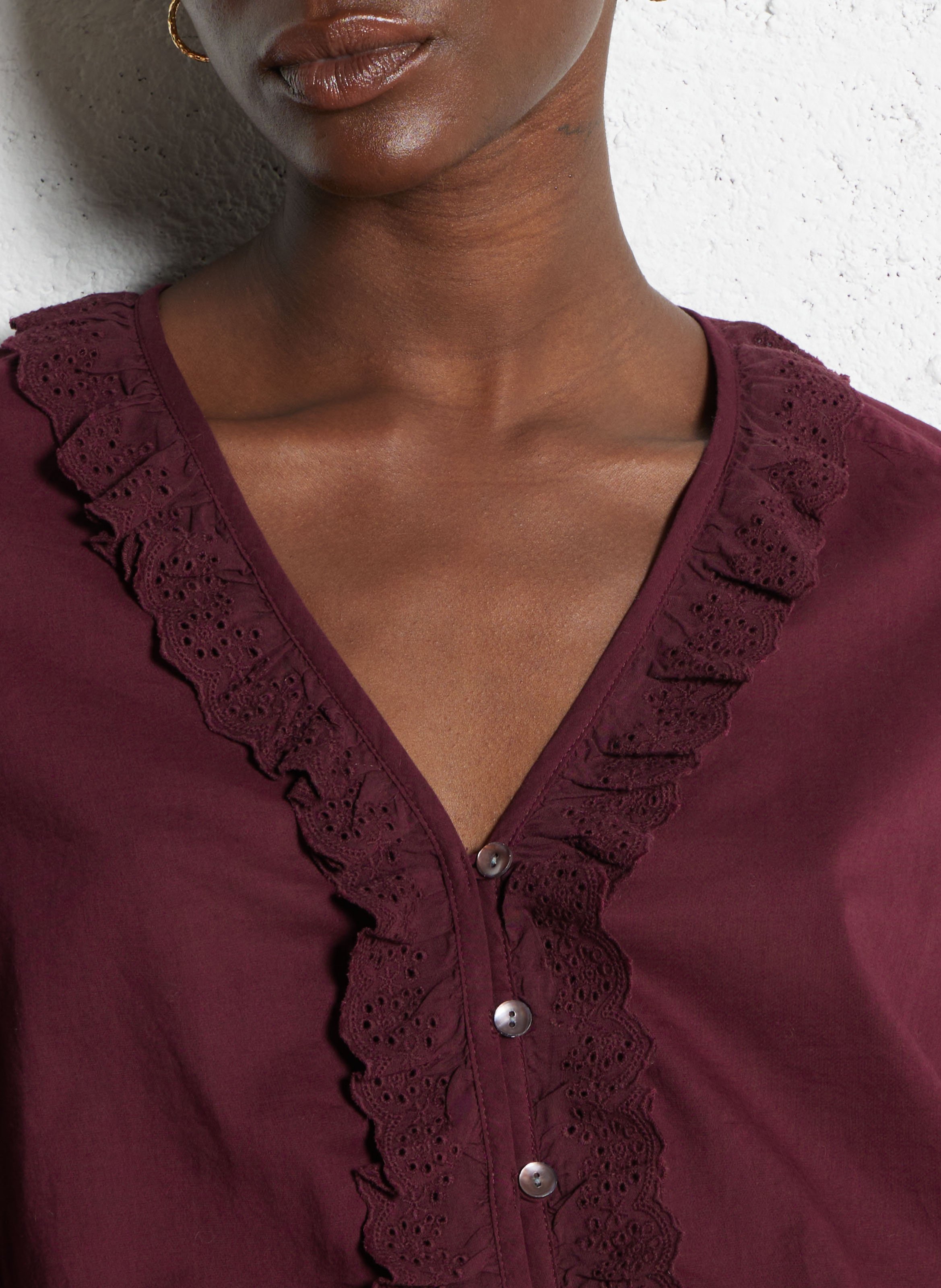 Cotton V-neck blouse DES PETITS HAUTS Purple