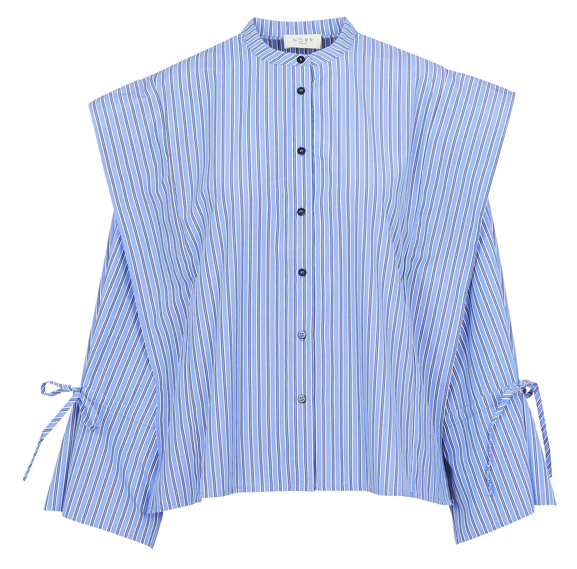 Striped mandarin collar blouse NORR Blue