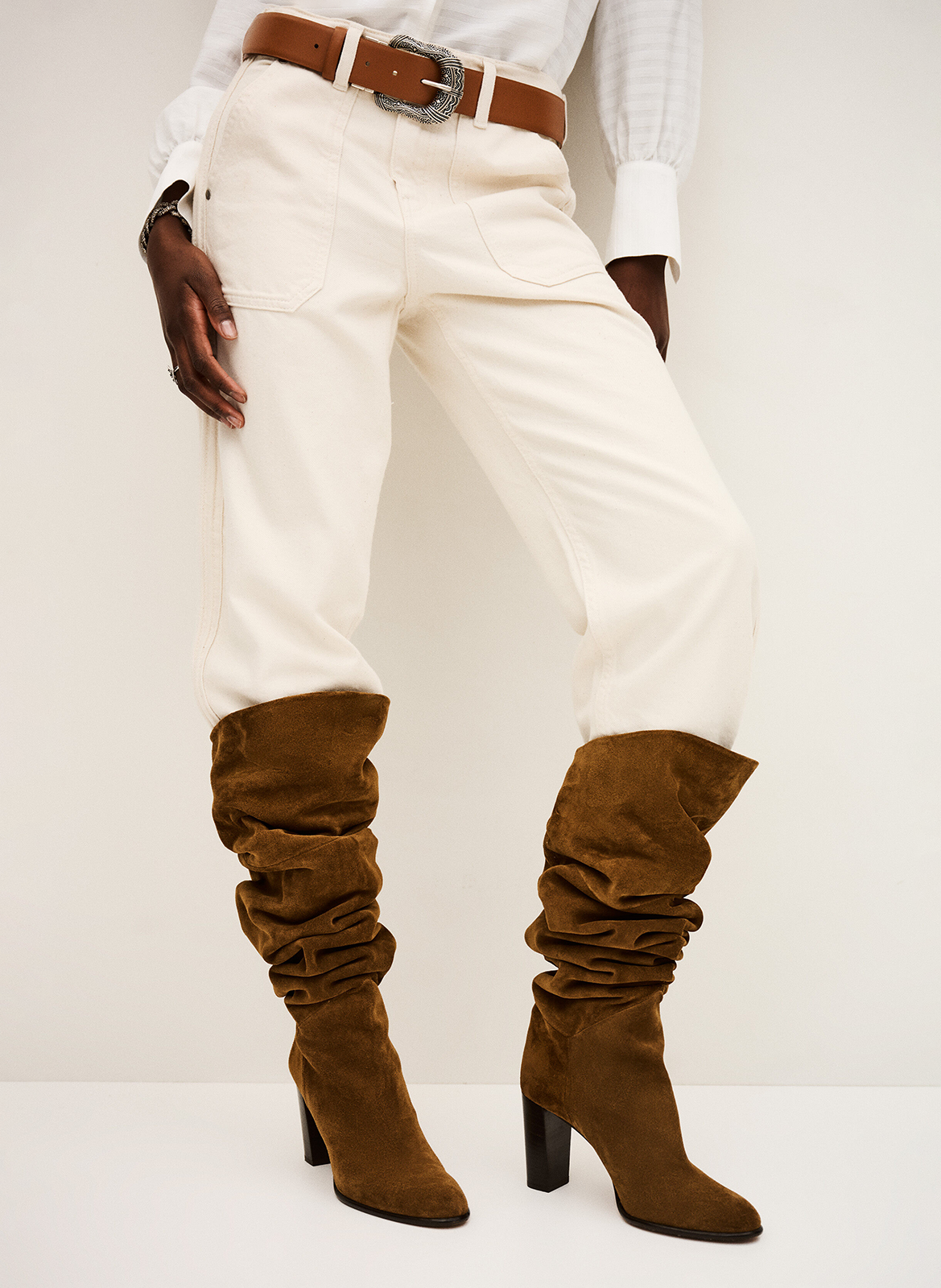 Bottes en cuirvelours BA&SH Marron