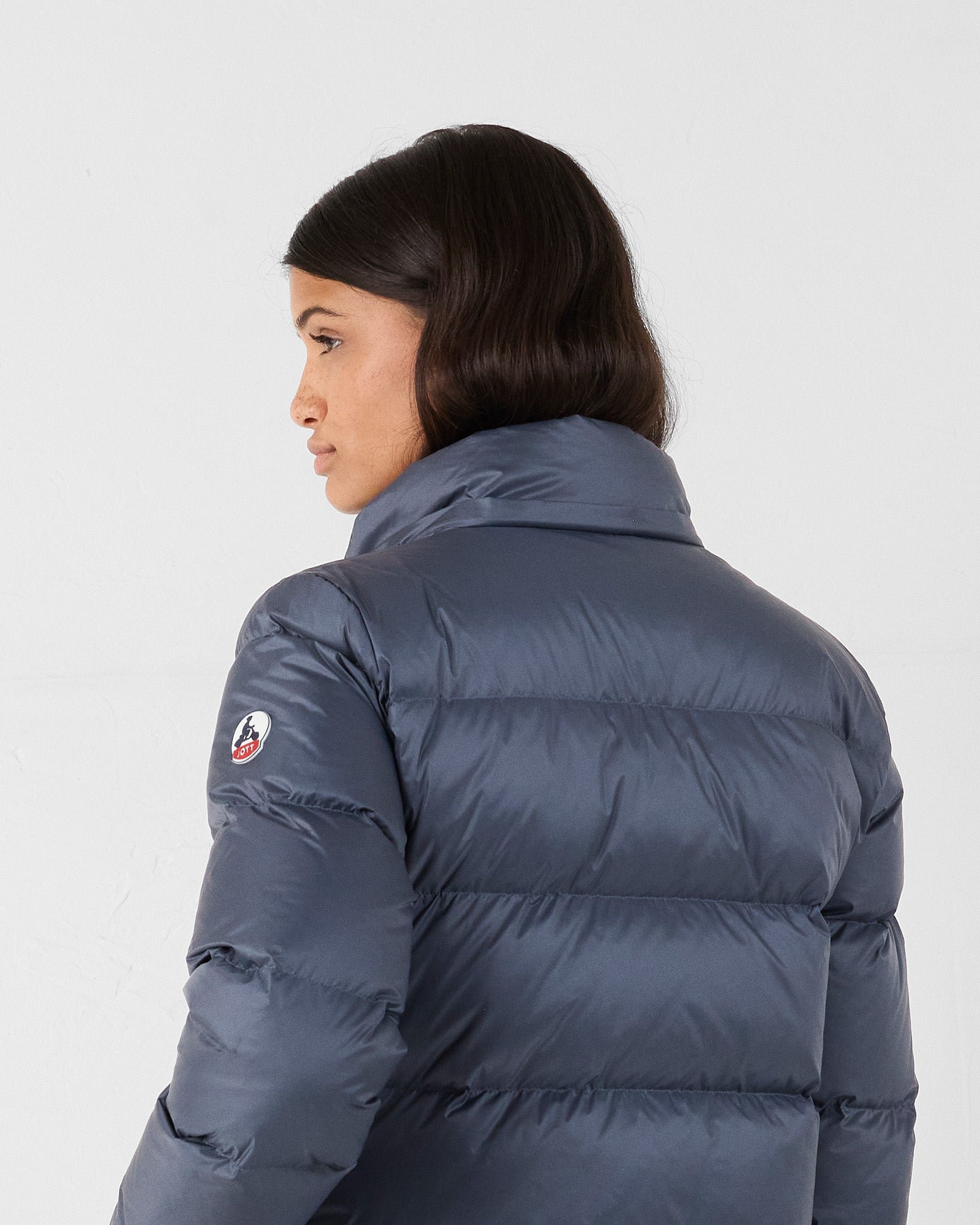 Long hooded puffer coat for extreme cold Karachi JOTT Blue