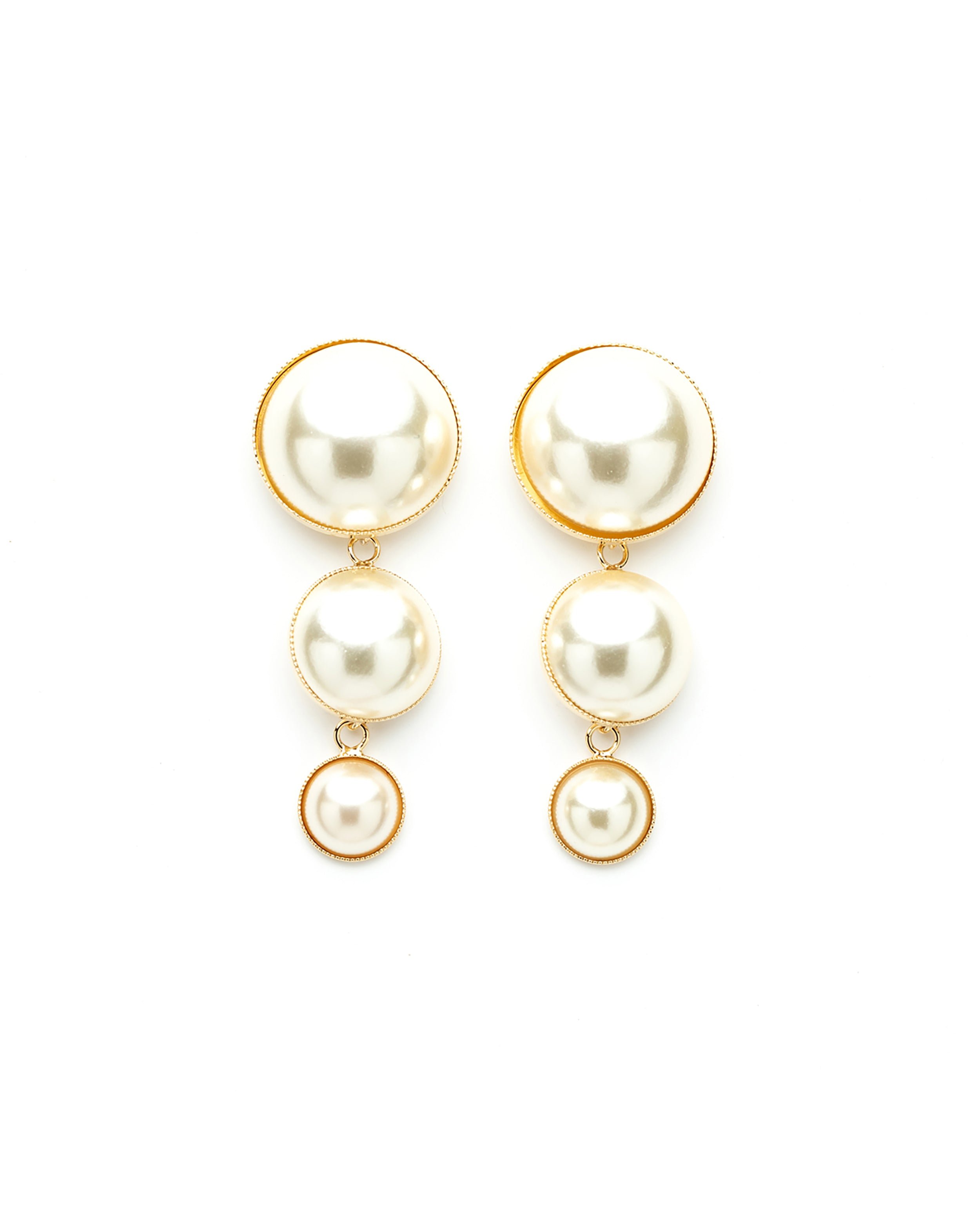 Dangling silver-plated pearl stud earrings MONSIEUR SIMONE
