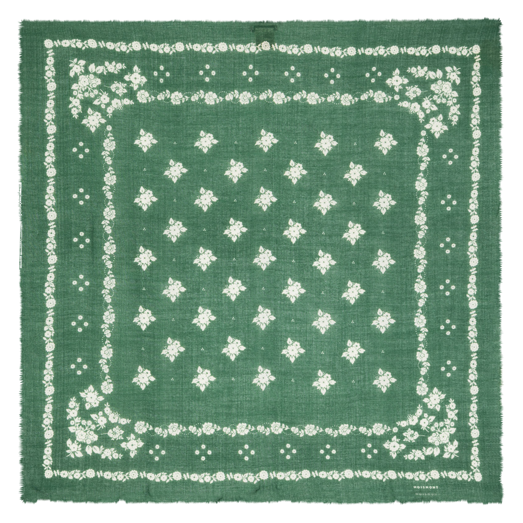 Echarpe motif floral en laine MOISMONT Vert