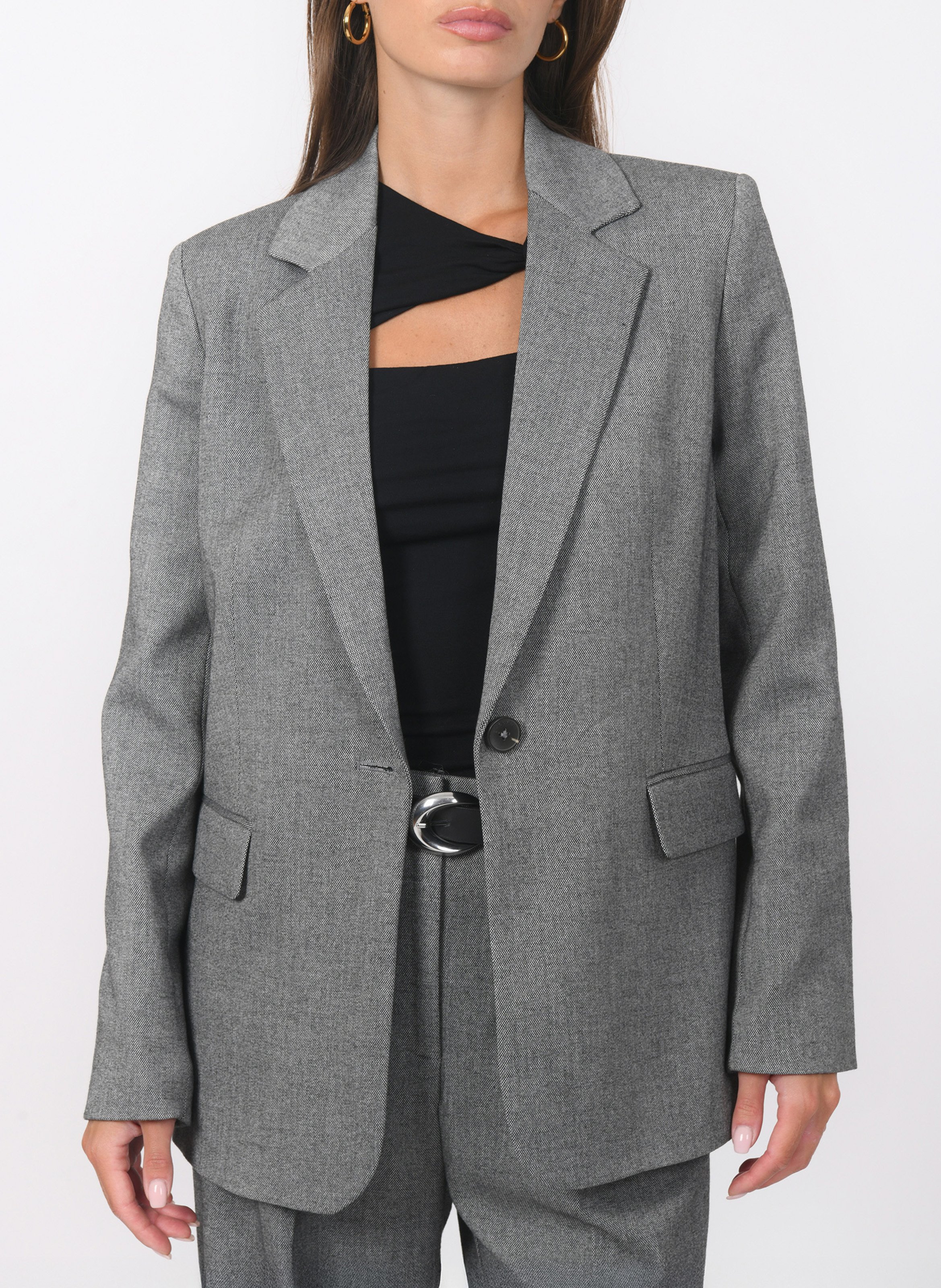 Veste de blazer ajustée chinée KOOKAI Gris