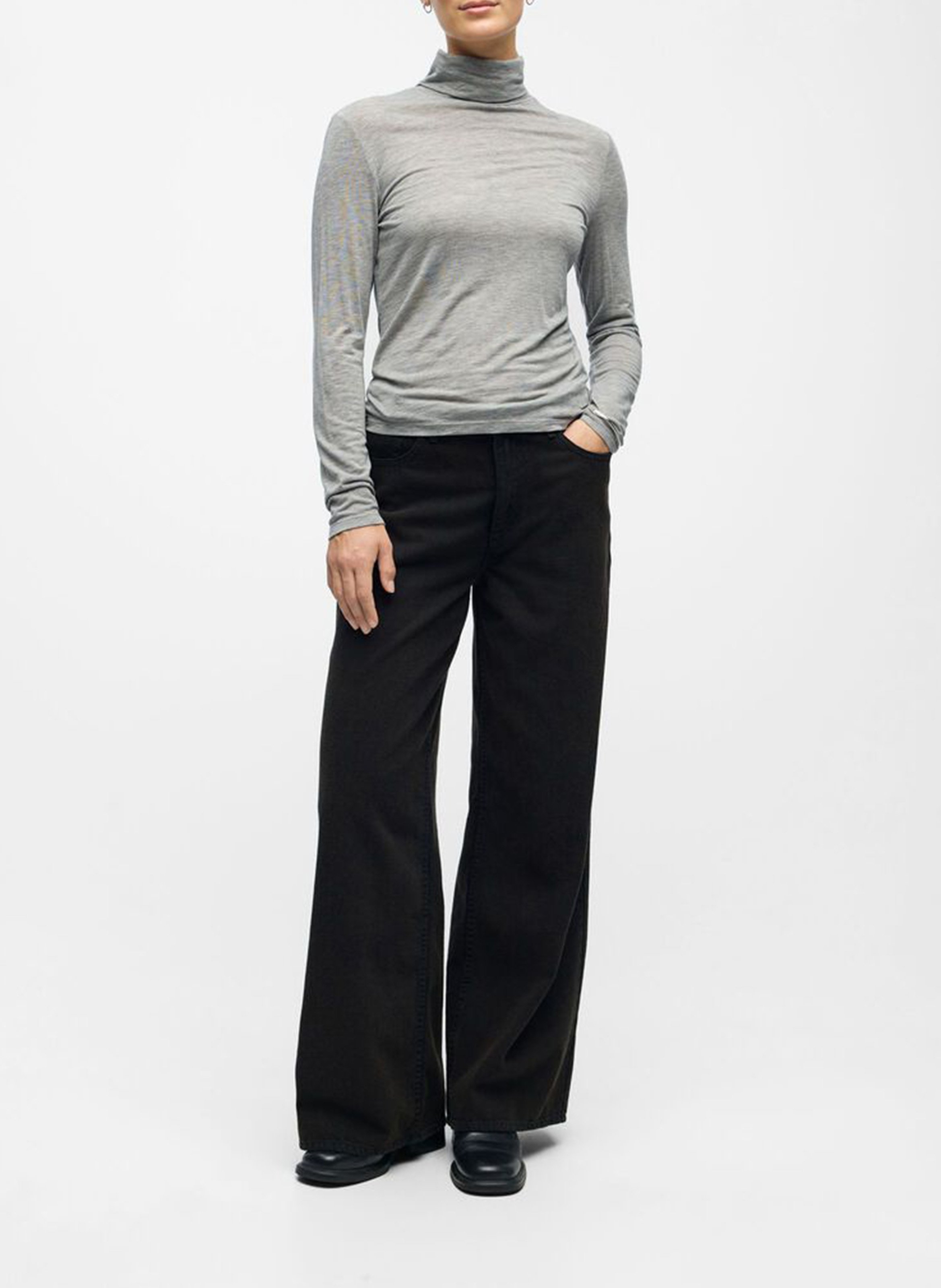 Trui met opstaande kraag OBJECT Grijs