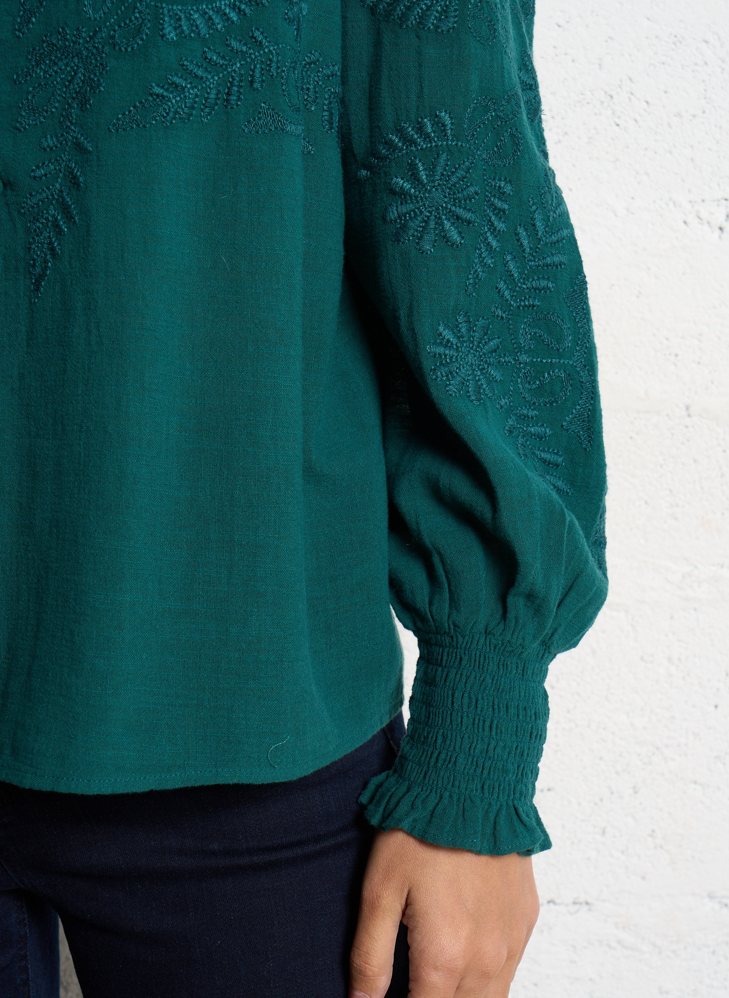 Embroidered cotton toiletry blouse MAISON 123 Green