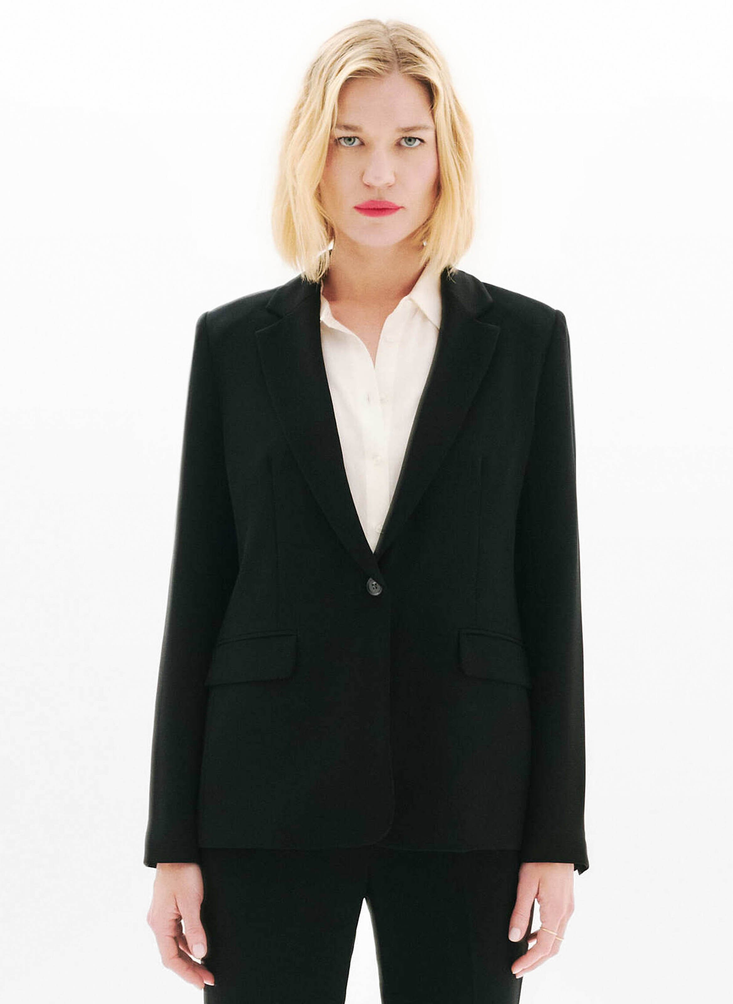 Fitted jacket with tailored collar CAROLL Black