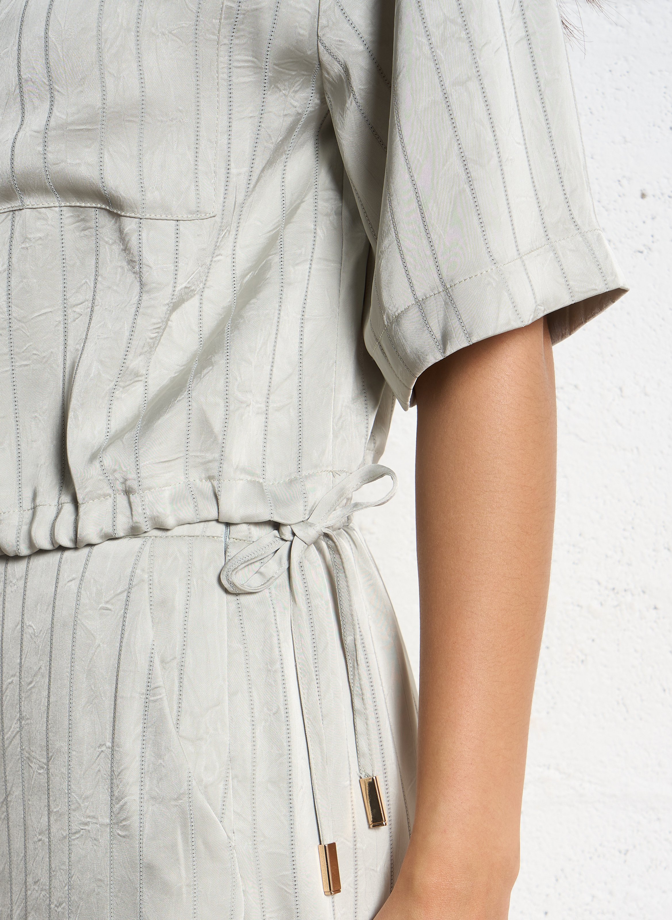 Blouse droite en fibres recyclées rayées SUNCOO Vert