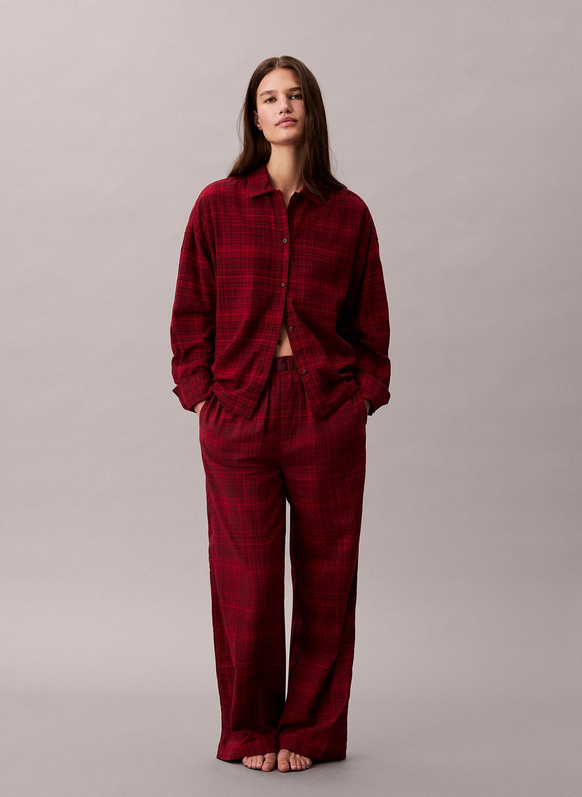 Pantalon de pyjama en coton imprimé CALVIN KLEIN UNDERWEAR Rouge