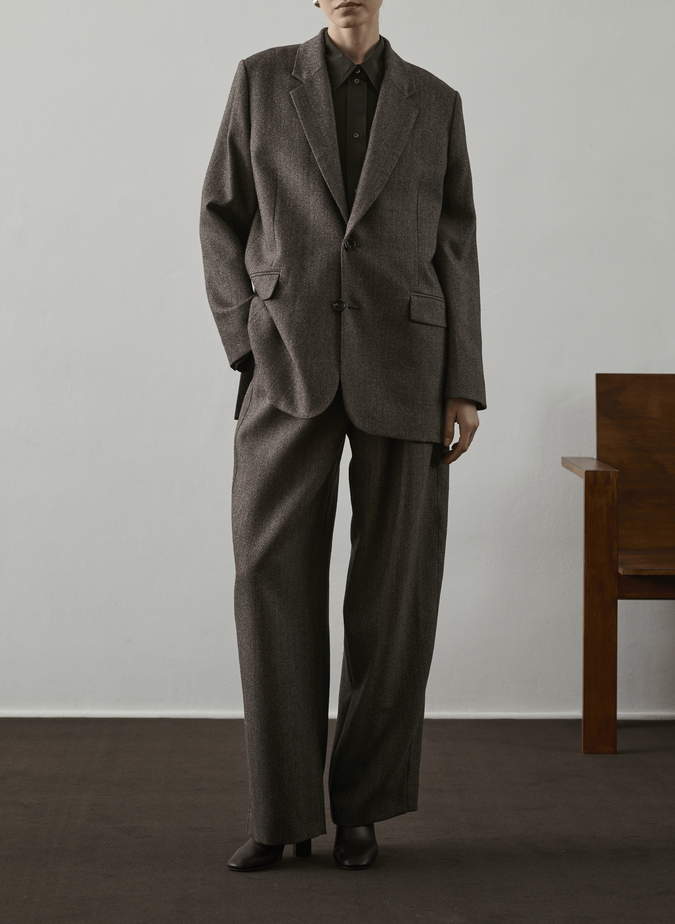 Straight wool twill blazer SOEUR Brown