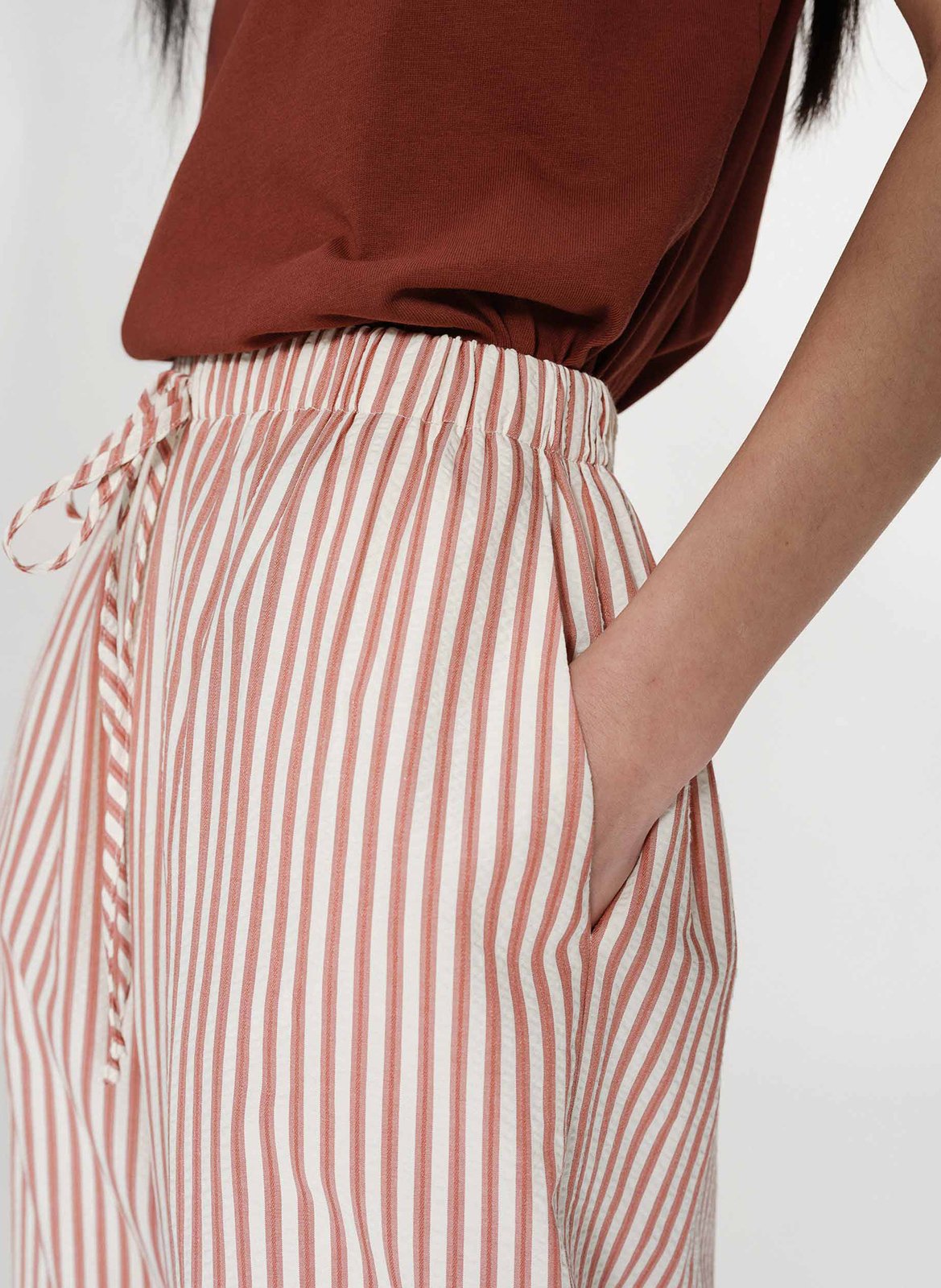 Pantalon large dn coton mélangé Rose