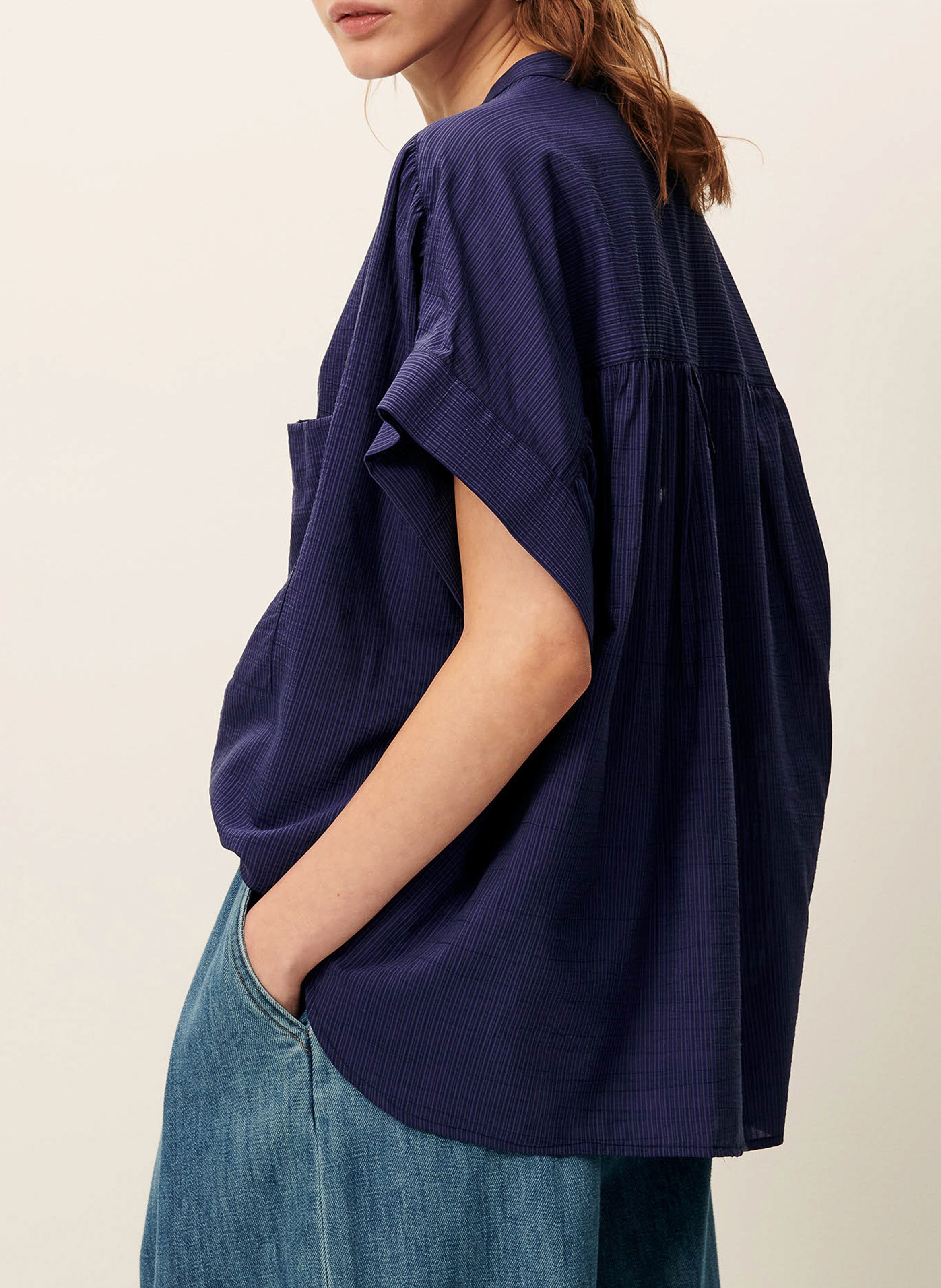 Blouse met ronde hals en strepen SESSUN Blauw