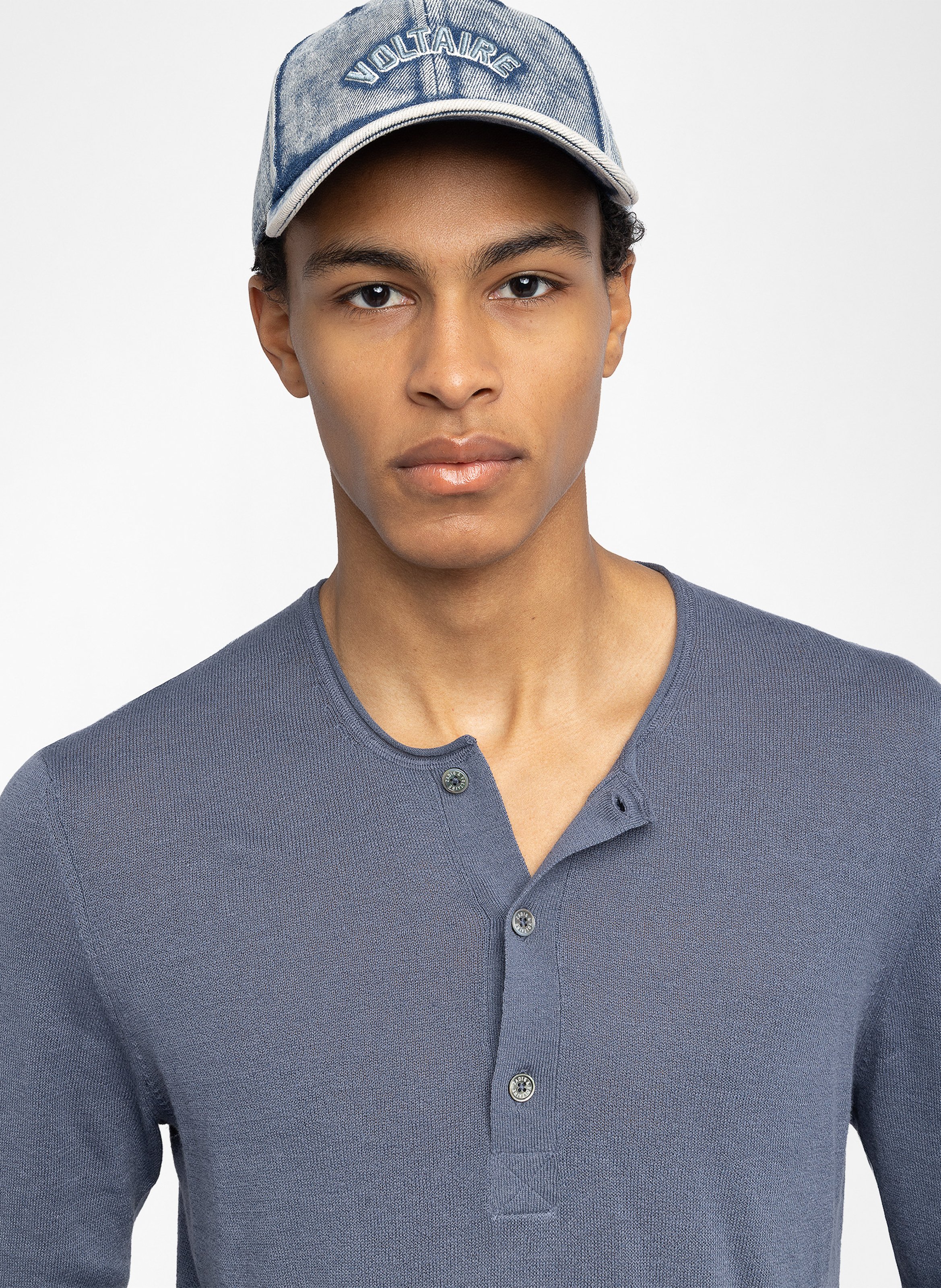 <p>Straight fit round neck top in linen and cotton blend</p> ZADIG&VOLTAIRE Blue