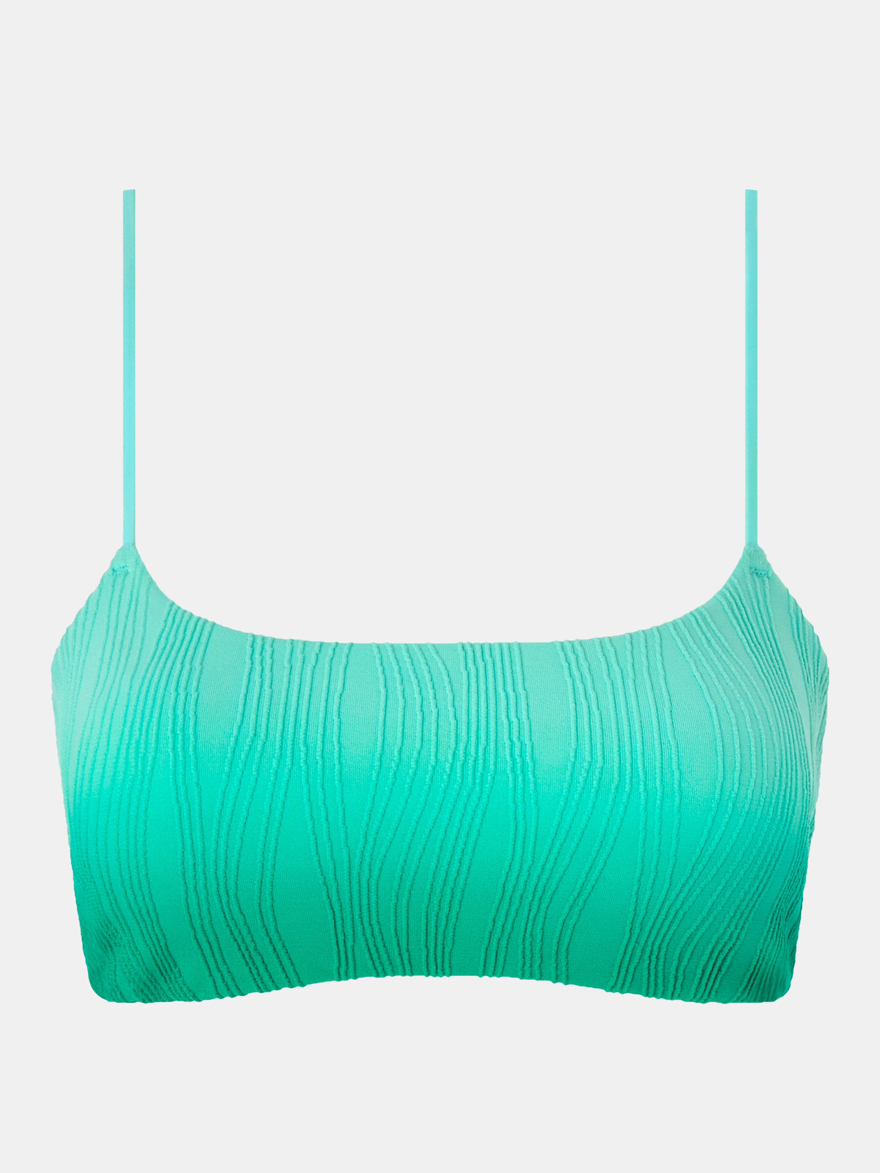 Unpadded swimsuit top with removable cups Green