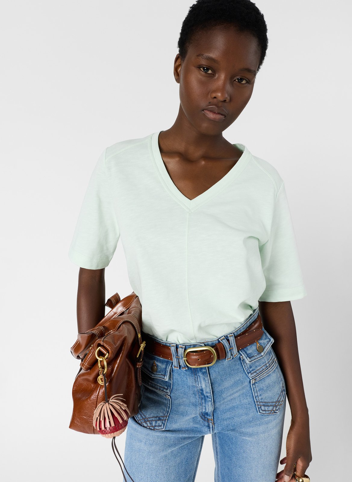 Tee-shirt droit col V en coton GERARD DAREL