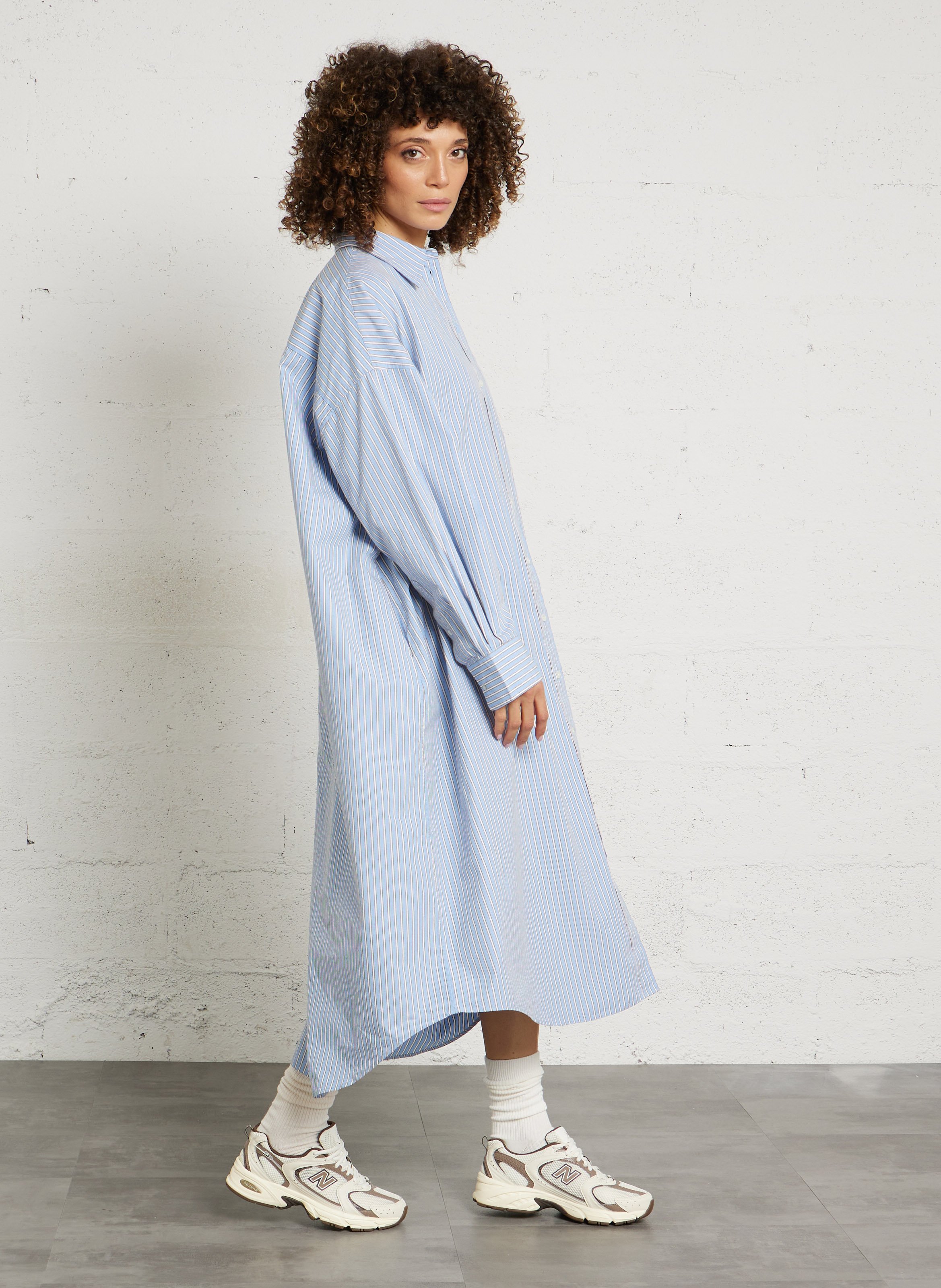 Gestreepte, katoenen overhemdjurk met klassieke kraag BELLEROSE Gestreepte