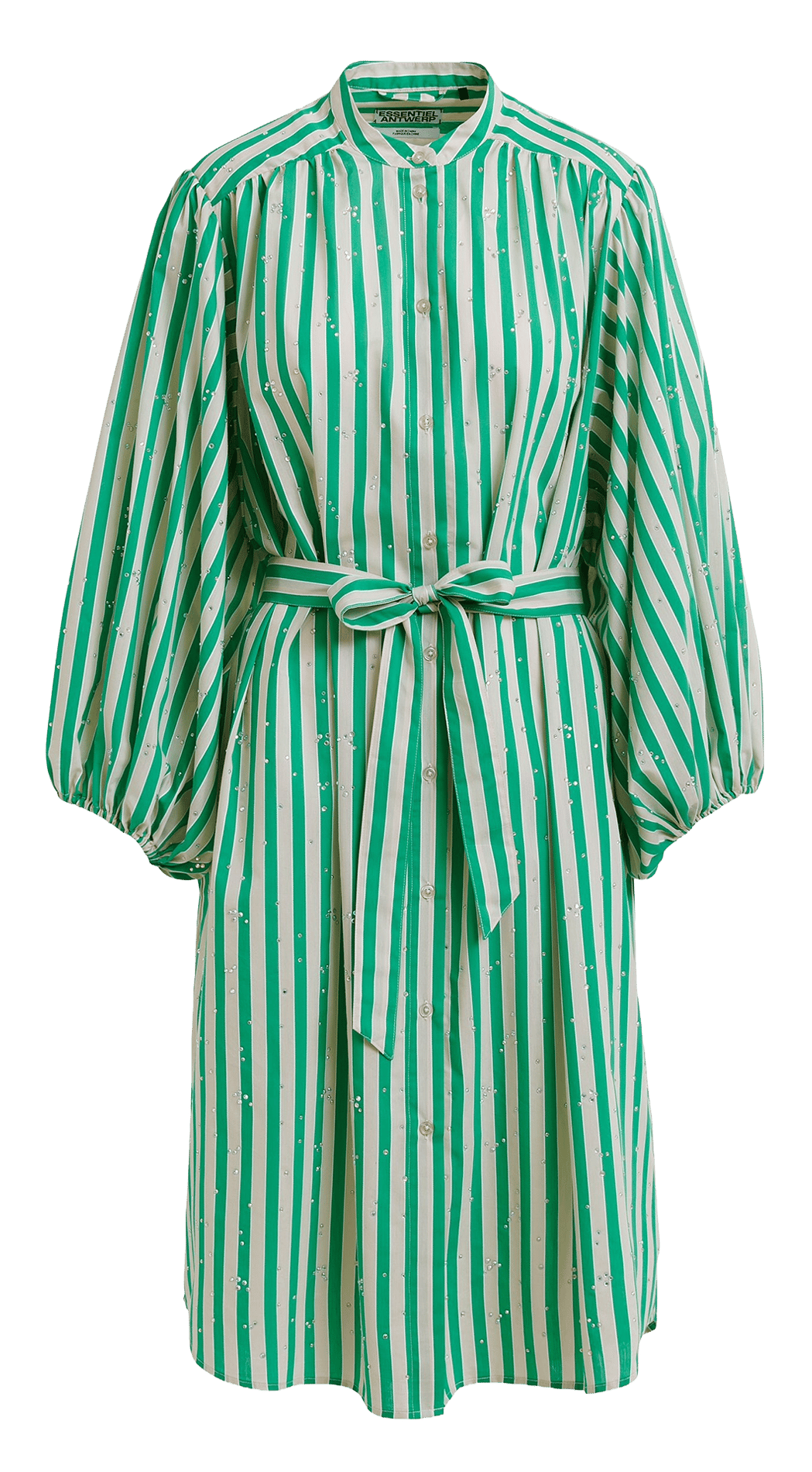 Robe midi col mao en coton mélangé ESSENTIEL ANTWERP Vert