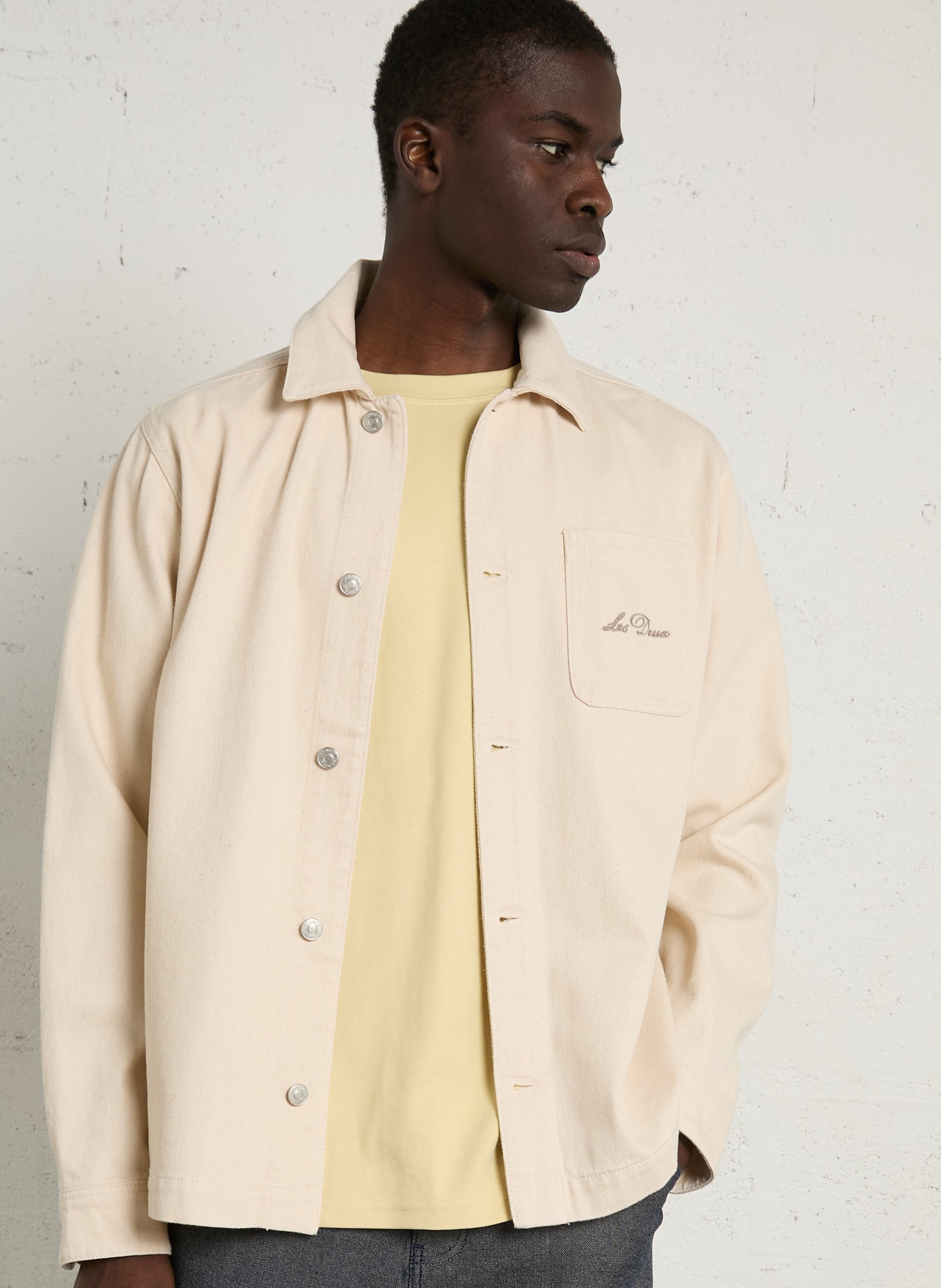 Straight-cut organic cotton shirt with classic collar LES DEUX Beige