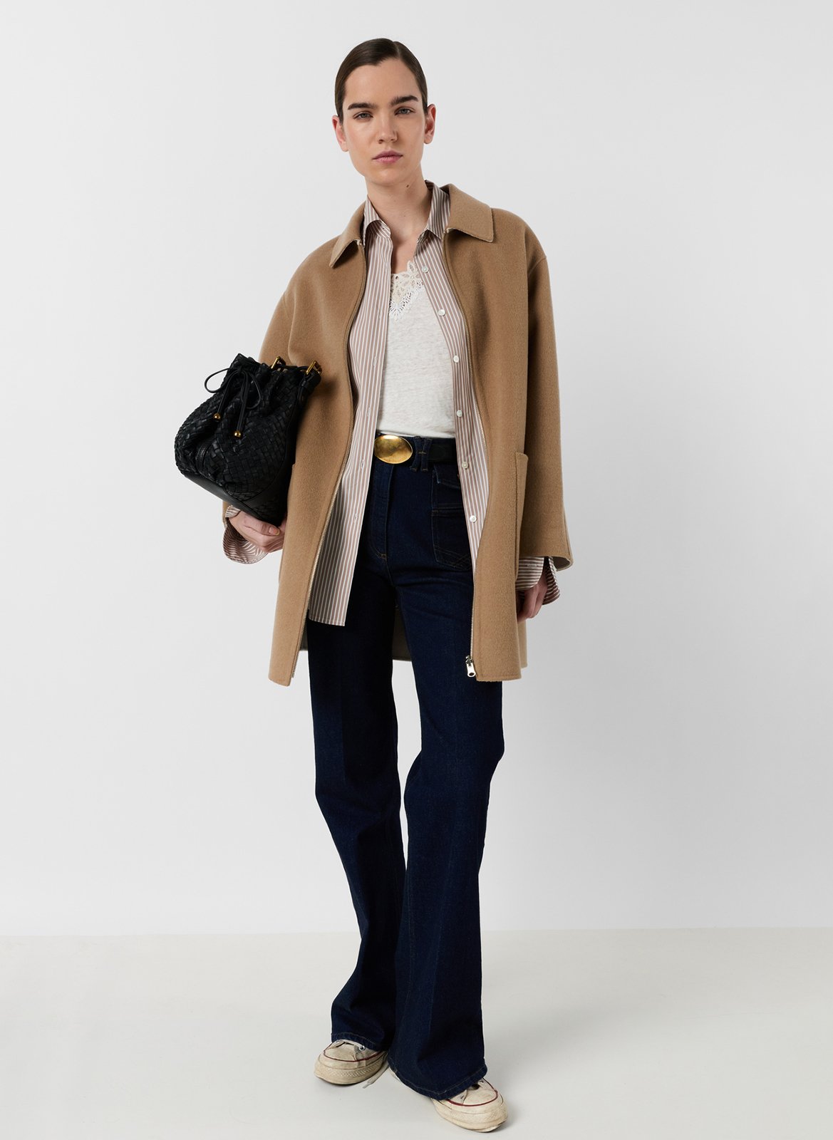 Manteau col classique réversible en laine GERARD DAREL Marron