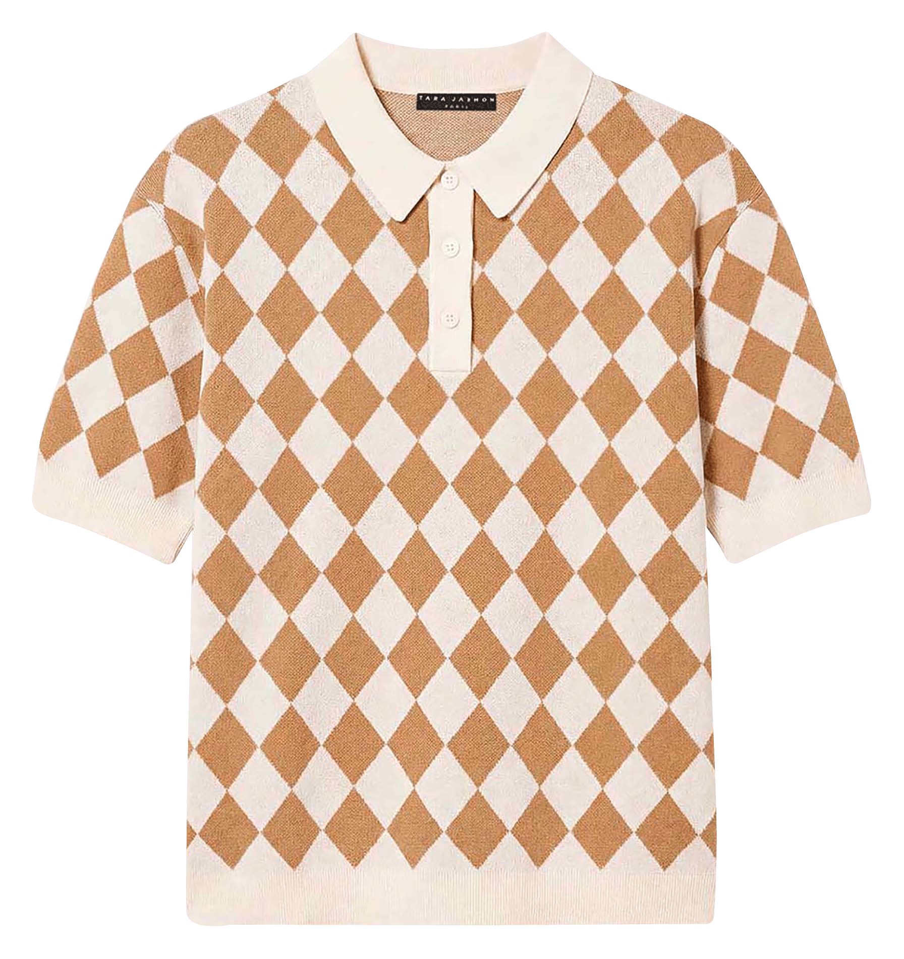 Polo oversize en maille imprimée TARA JARMON Marron