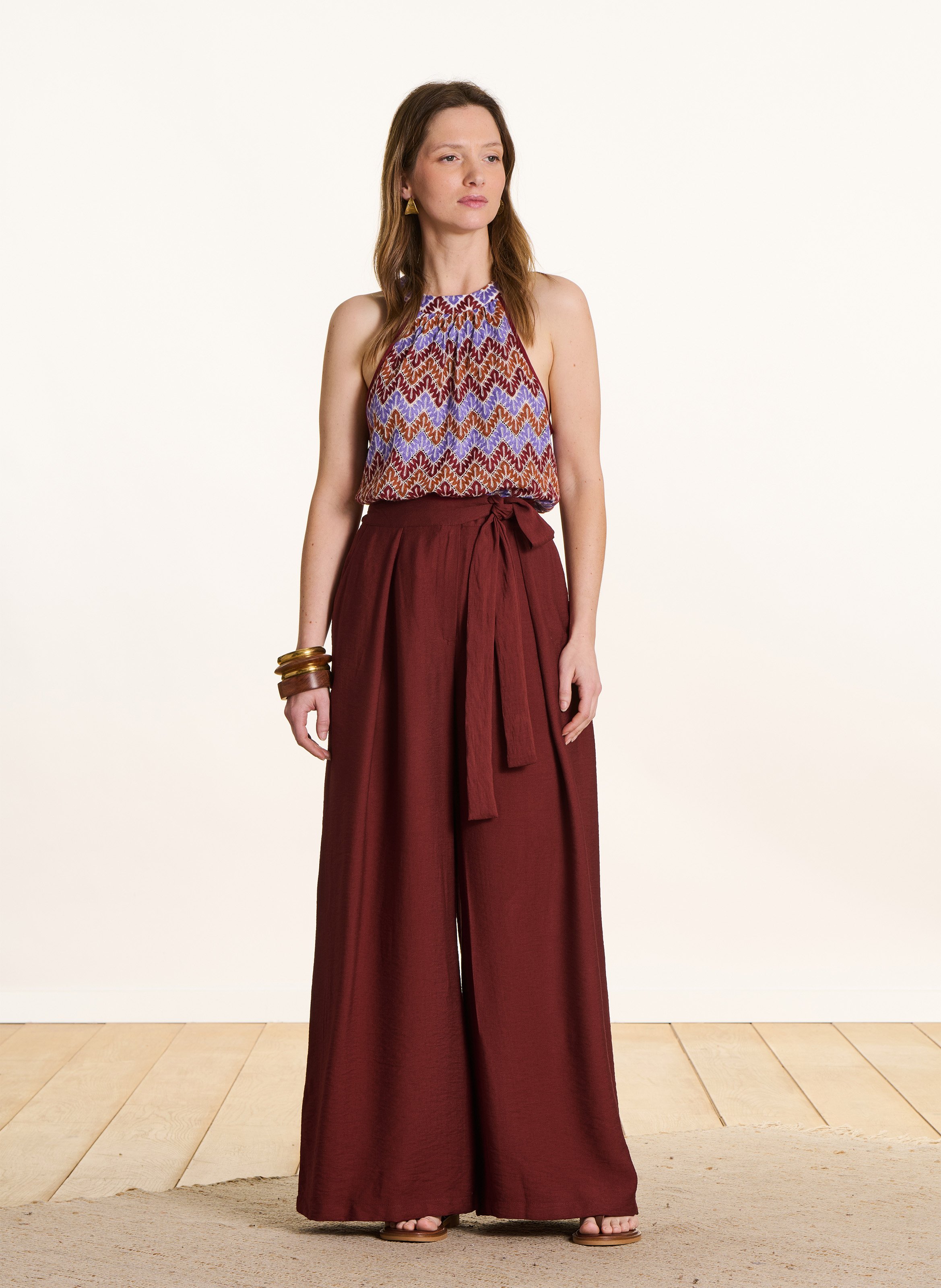 Soepelvallende, wijde broek met hoge taille LA FEE MARABOUTEE Bruin