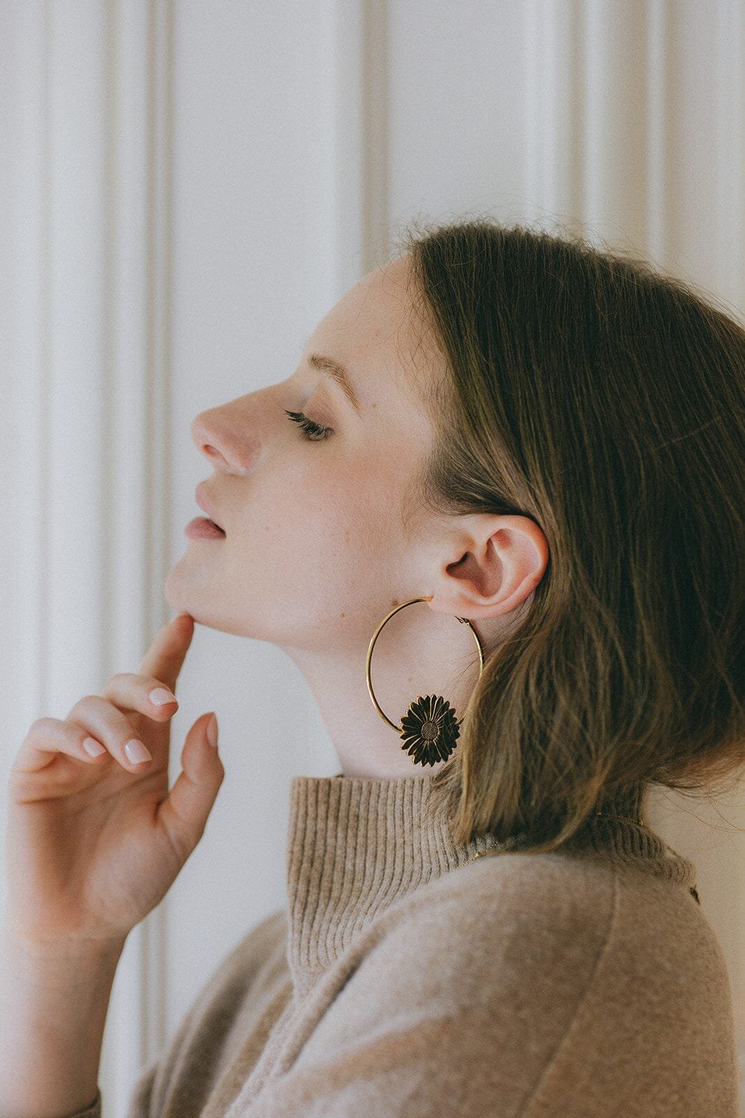 Silver-plated flower hoop earrings MONSIEUR SIMONE Silver